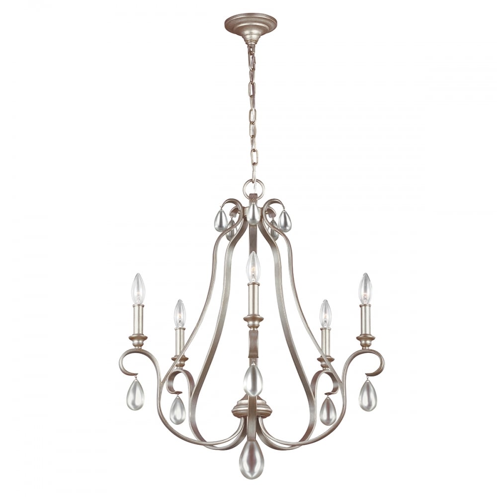 Feiss DeWitt 5 Light Chandelier - Sunrise Silver