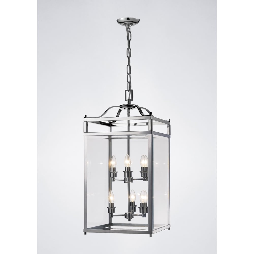 Diyas IL31104 Aston Pendant 6 Light Polished Chrome/Glass
