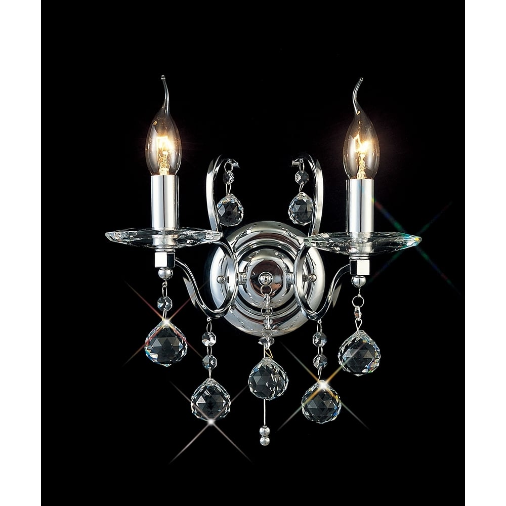 Diyas IL30122 Zinta Wall Light Switched 2 Light Switched Polished Chrome/Crystal