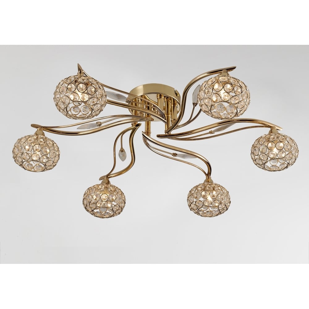 Diyas IL30966 Leimo Ceiling 6 Light French Gold/Crystal