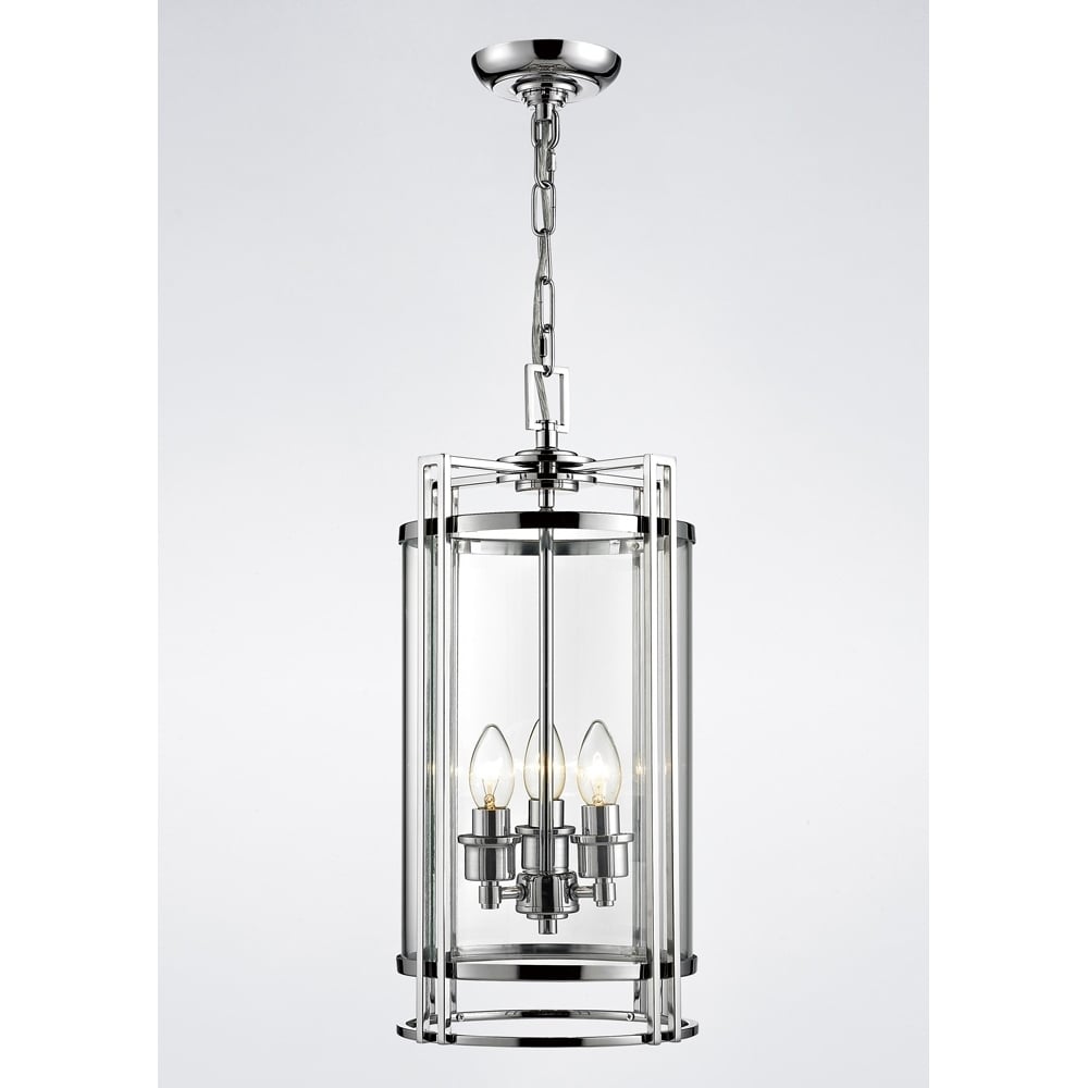 Diyas IL31082 Eaton Pendant 3 Light Polished Chrome/Glass