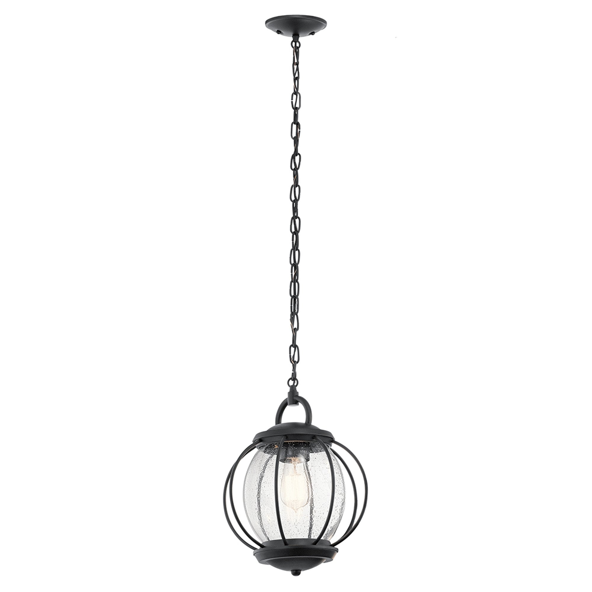 Kichler Vandalia Single Small Chain Lantern - Textured Black