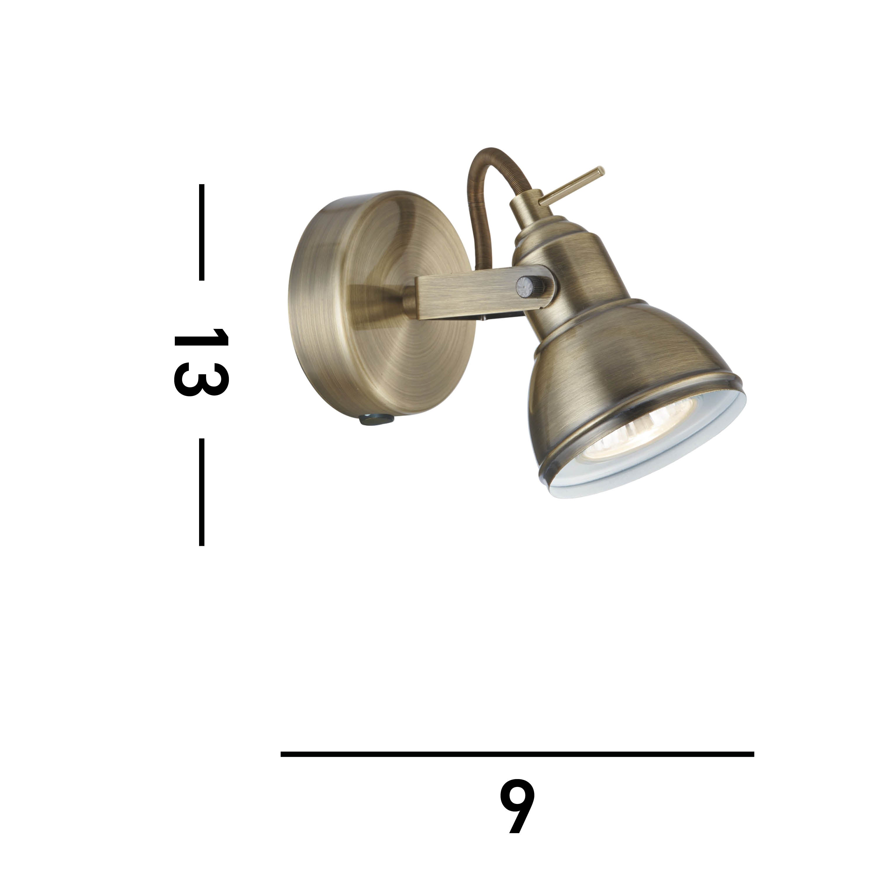 Searchlight Fielding Single Antique Brass Wall Spotlight