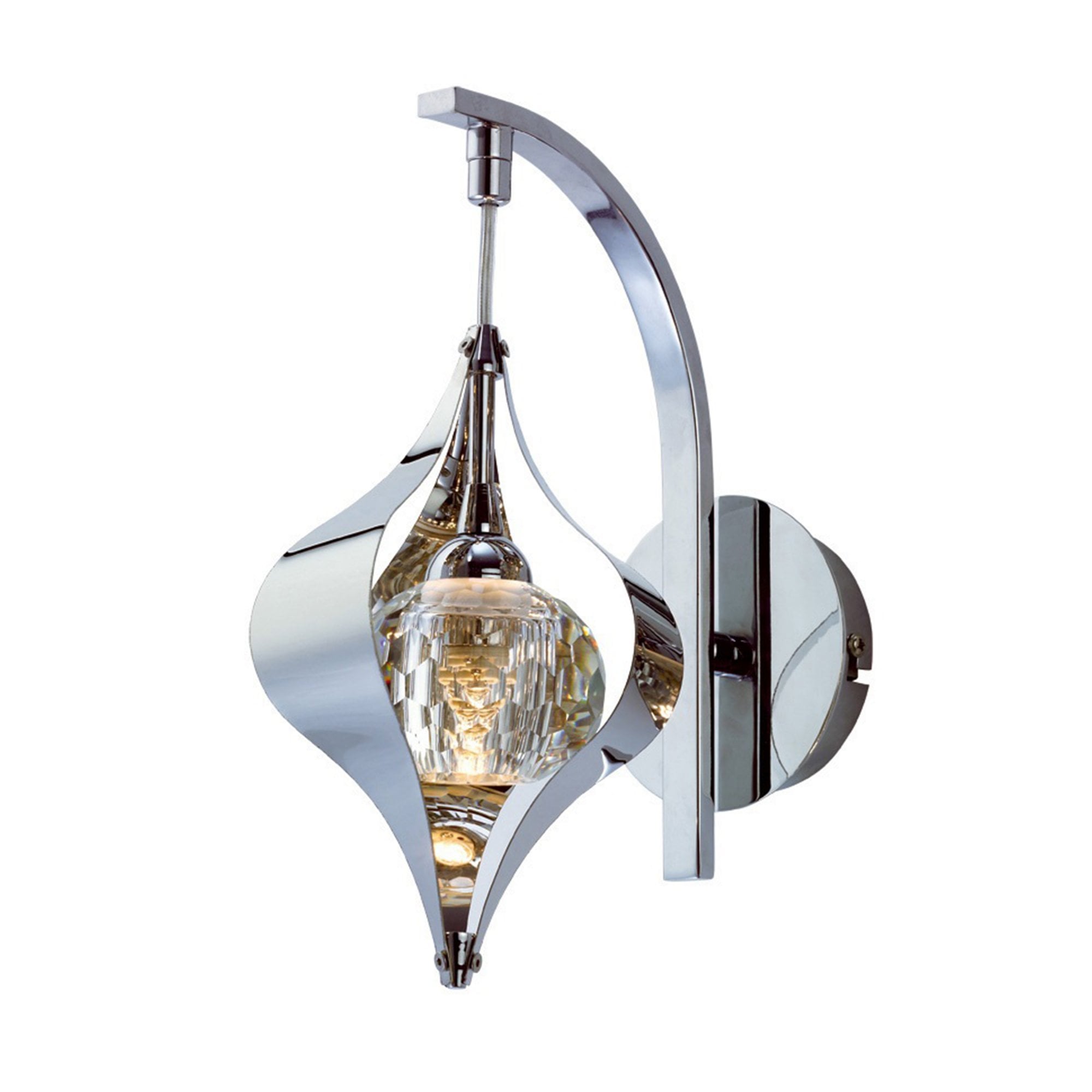 Diyas IL30581 Amano Wall Light Switched 1 Light Polished Chrome/Crystal