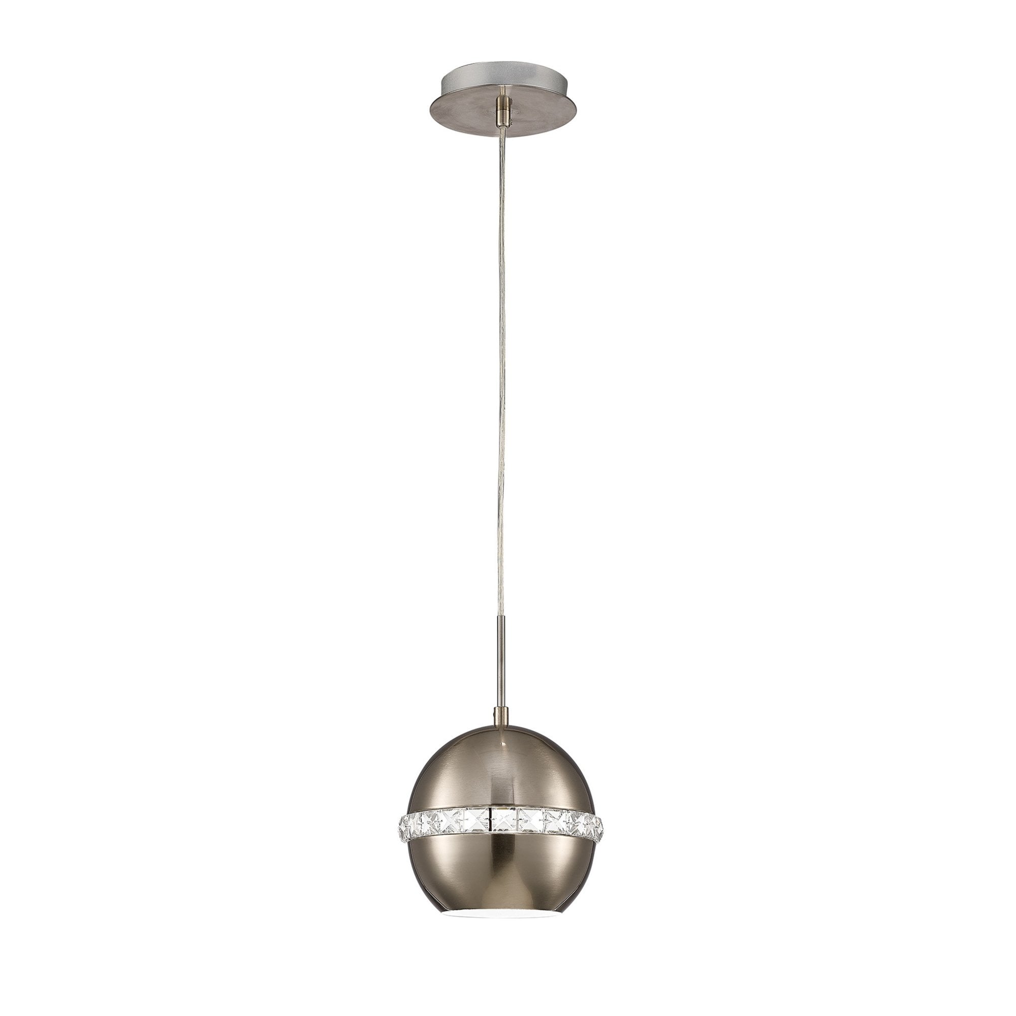 Diyas IL31612 Andrea Single Pendant 1 Light E27 Satin Nickel/Crystal