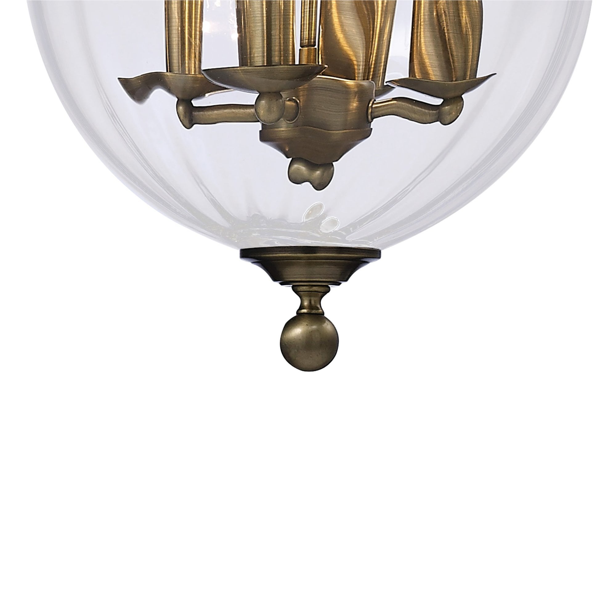 Diyas IL31077 Aubrey Pendant 4 Light Antique Brass/Glass
