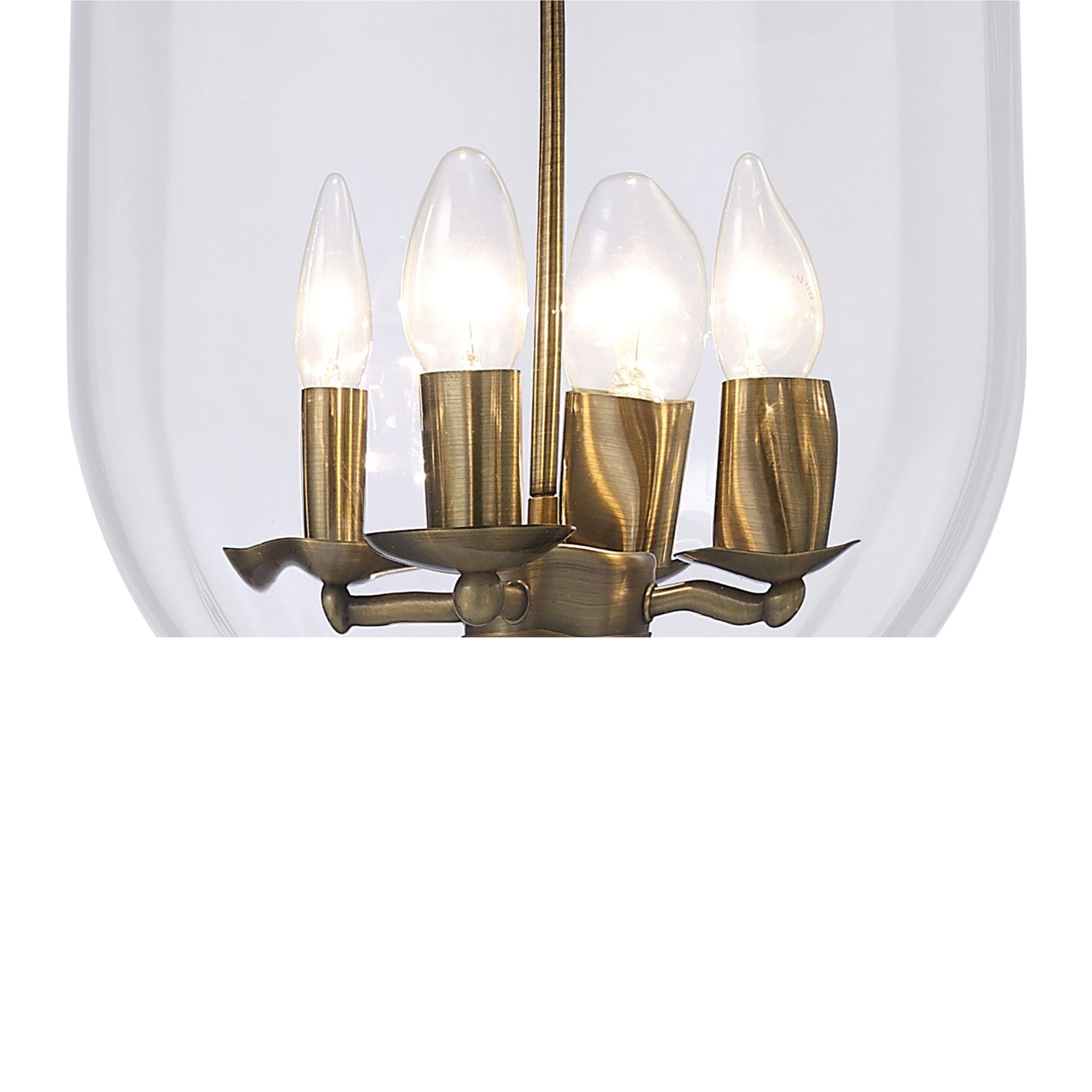 Diyas IL31077 Aubrey Pendant 4 Light Antique Brass/Glass