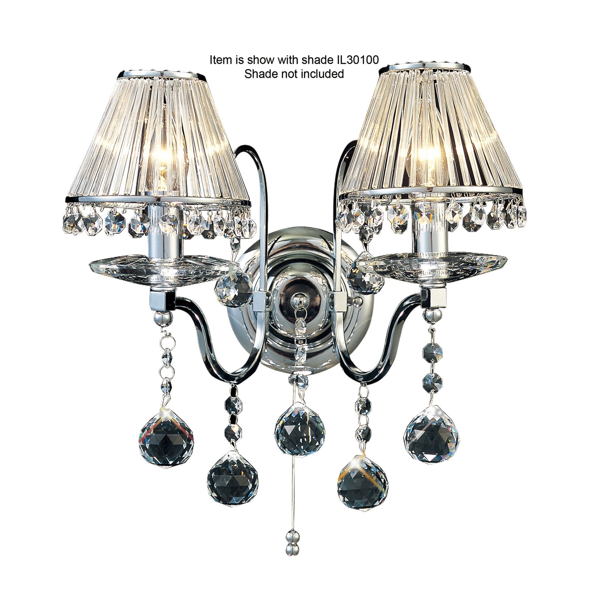 Diyas IL30112 Bianco Wall Light Switched 2 Light Polished Chrome/Crystal