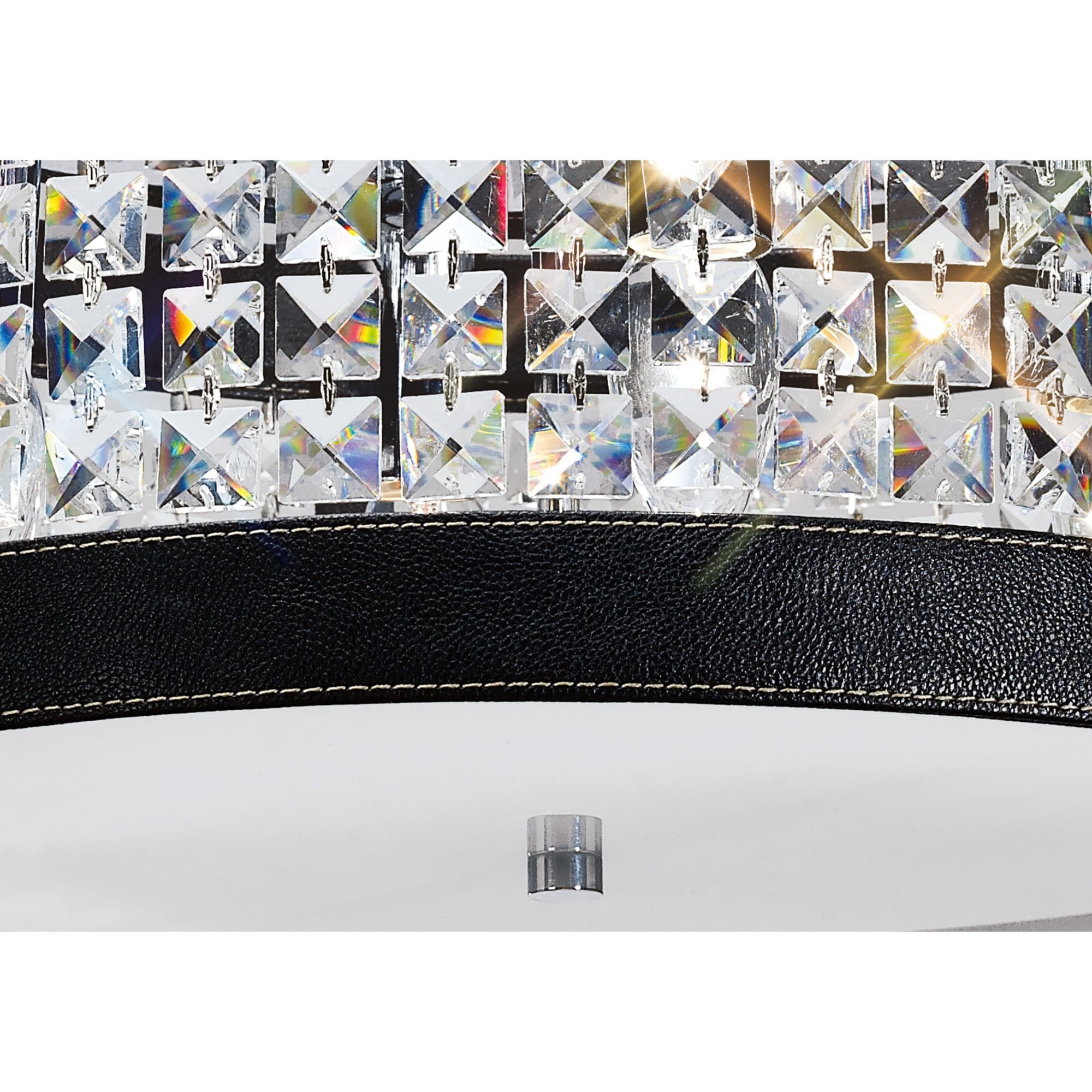 Diyas IL31031 Celsa Ceiling 4 Light Polished Chrome/Black Faux Leather/Crystal