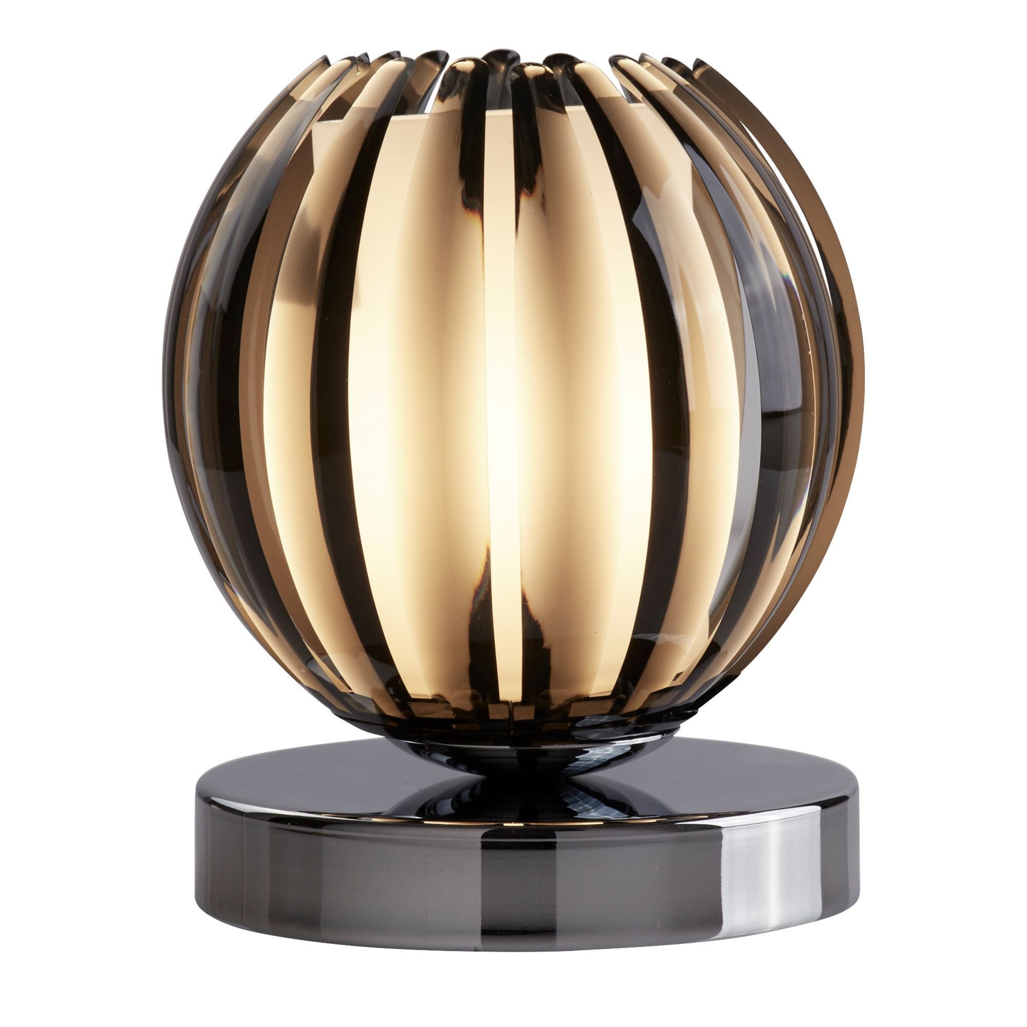 Searchlight Carton Touch Table Lamp, Chrome, Smokey Acrylic, Frosted Glass