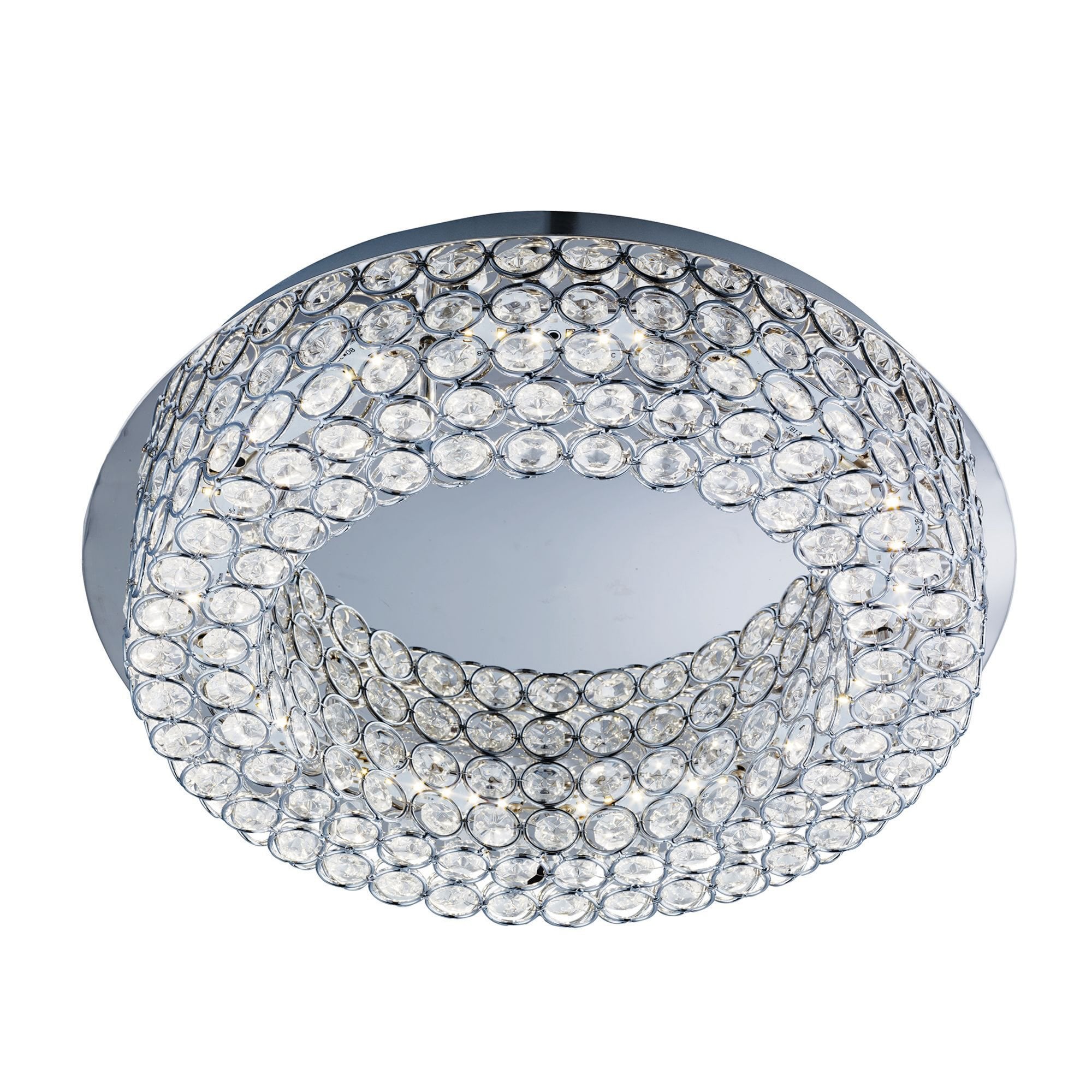Searchlight Viola Round Chrome 54 LED Ceiling Flush Light With Crystal Buttons