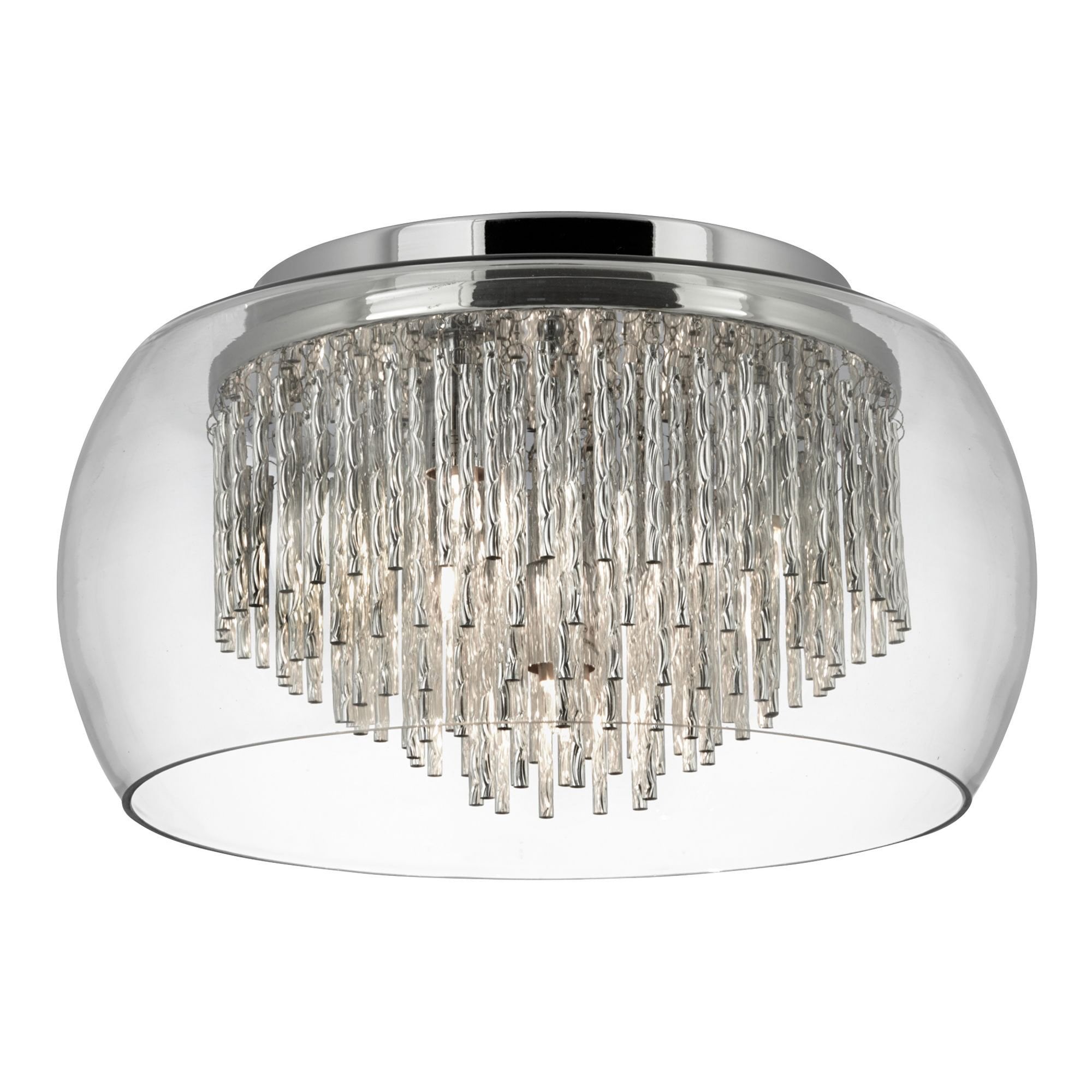 Searchlight Chandos Clear Glass Shade 4 Light Flush/Aluminium Spiral Tubes