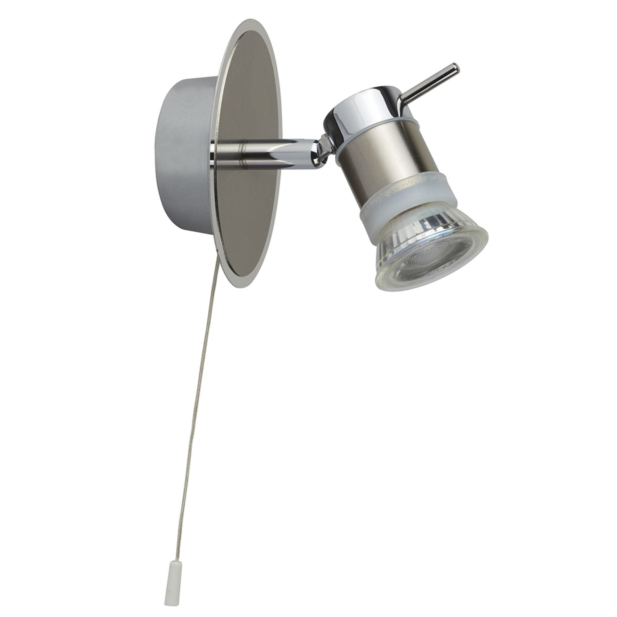 Searchlight Antonio LED IP44 Chrome - Satin Silver Wall Spotlight, Adjustable