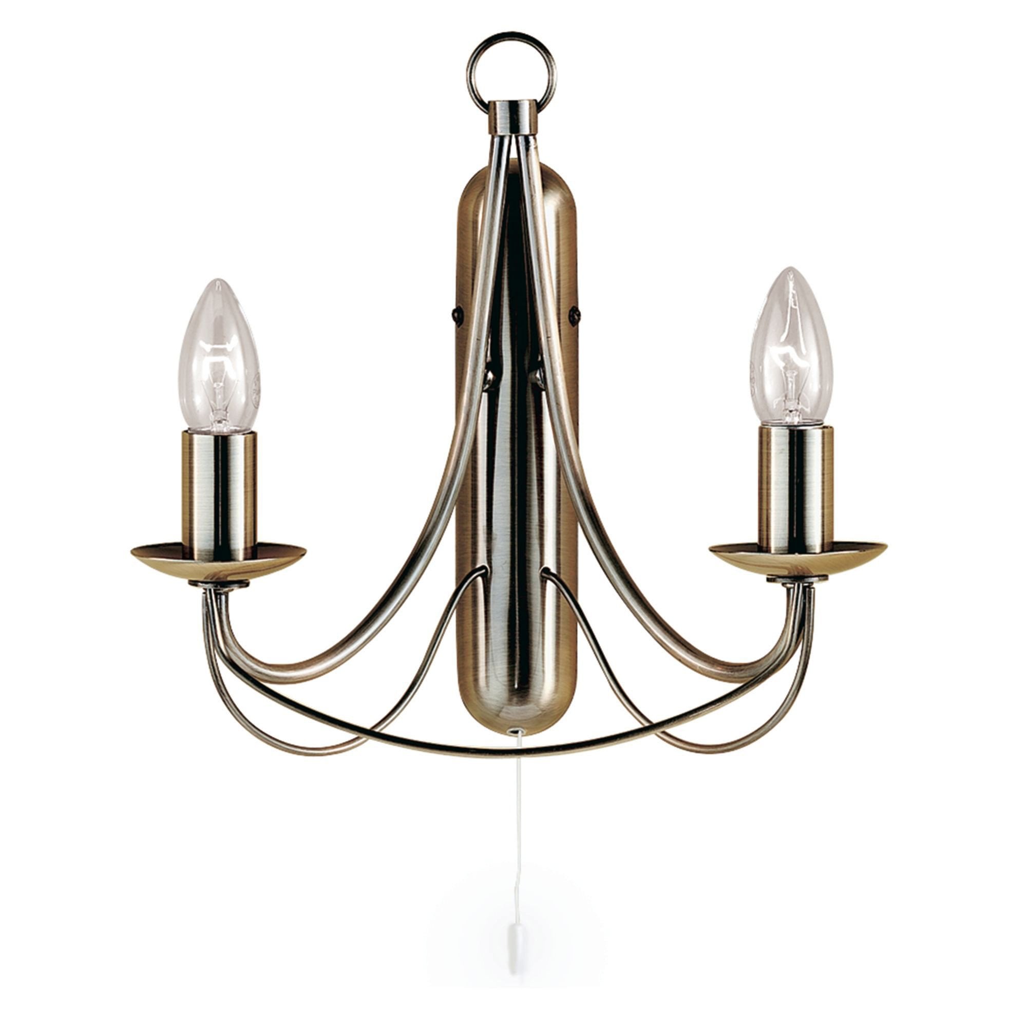 Searchlight Marsh Antique Brass 2 Light Wall Bracket, Birdcage Design, Switched