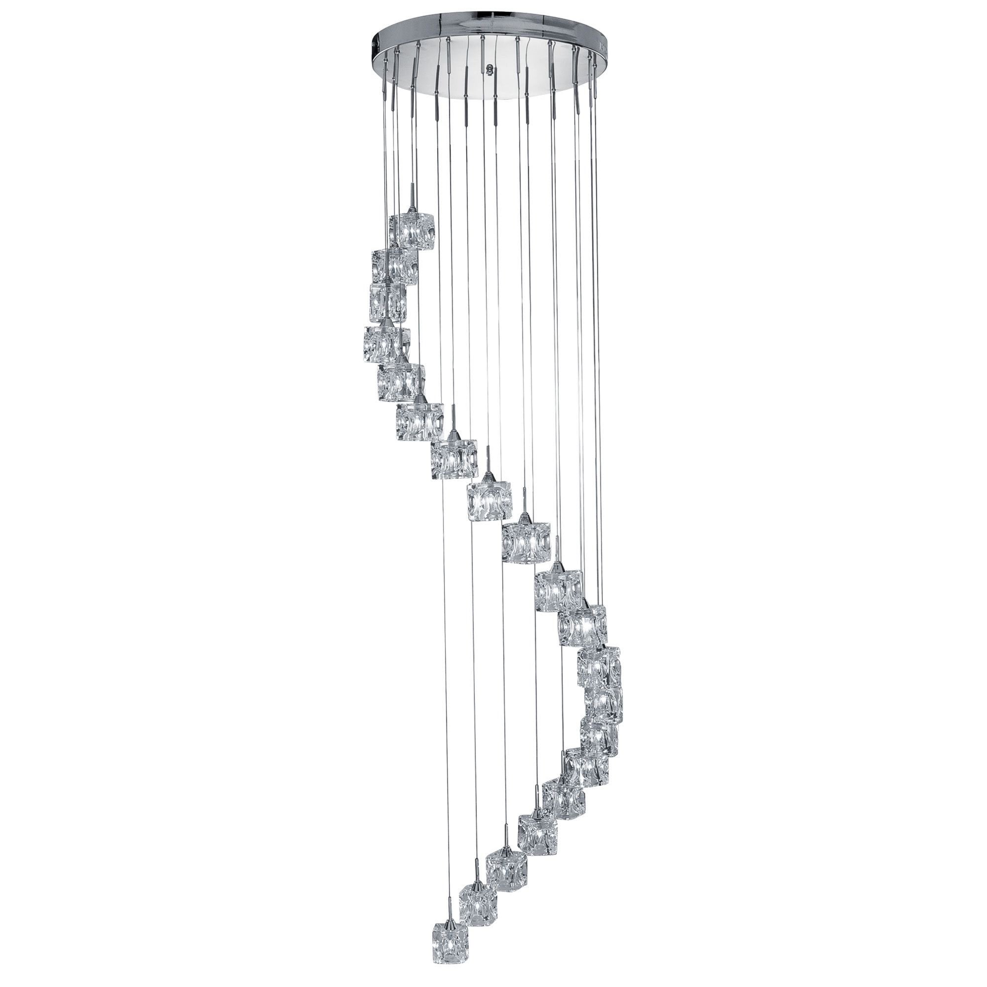 Searchlight Imrie LED - 20 Light Multi - Drop (Height 3M), Clear Glass, Chrome