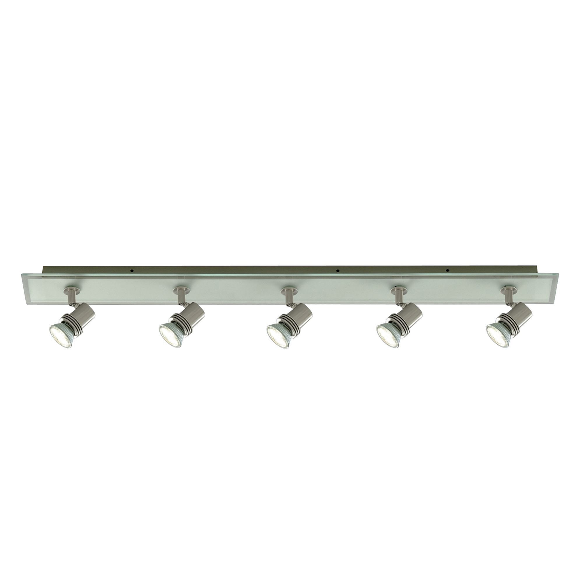 Searchlight Tancred Satin Silver 4 Light Spotlight With Clear & Frosted Glass Back Plate