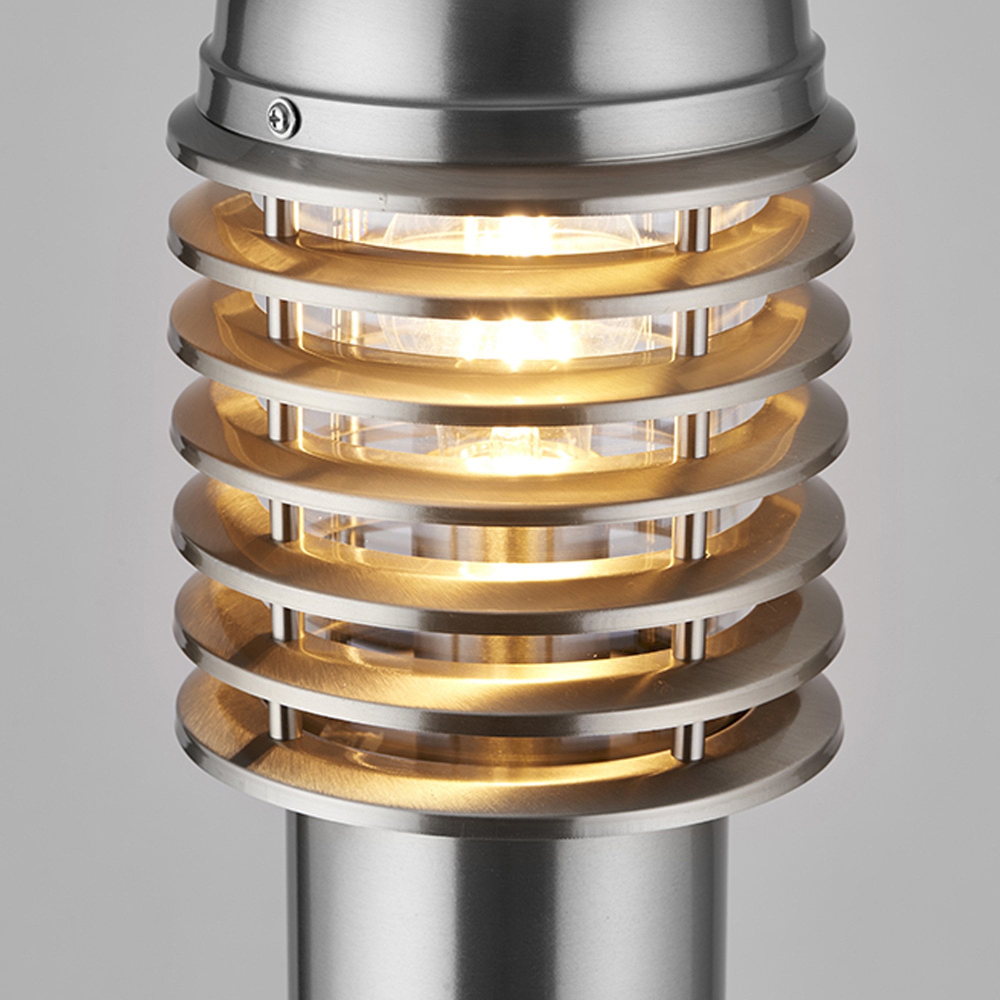 Endon Louvre Single Light Bollard - Polished Stainless Steel & Clear Pc