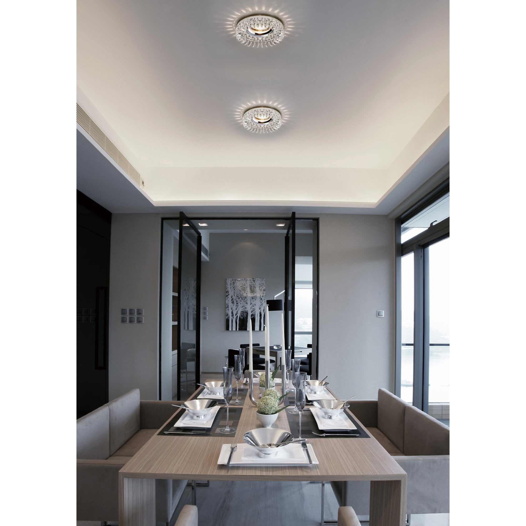Diyas IL30833CH Crystal Downlight Round With Square Crystals Perimeter Rim 10cm - Shade Only