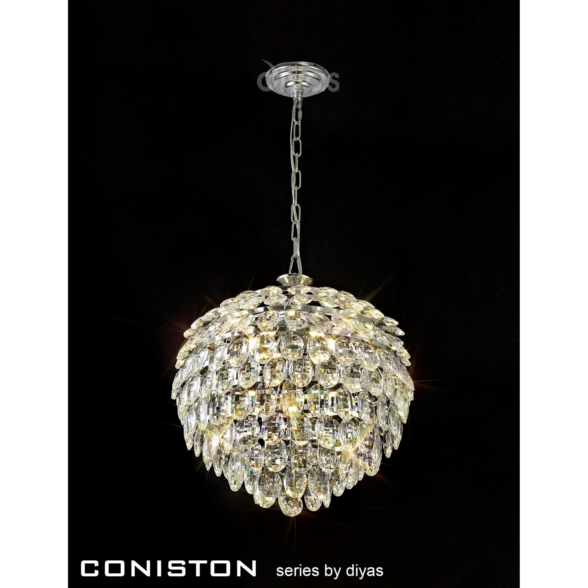 Diyas Coniston Pendant 6 Light E14 - Polished Chrome/Crystal