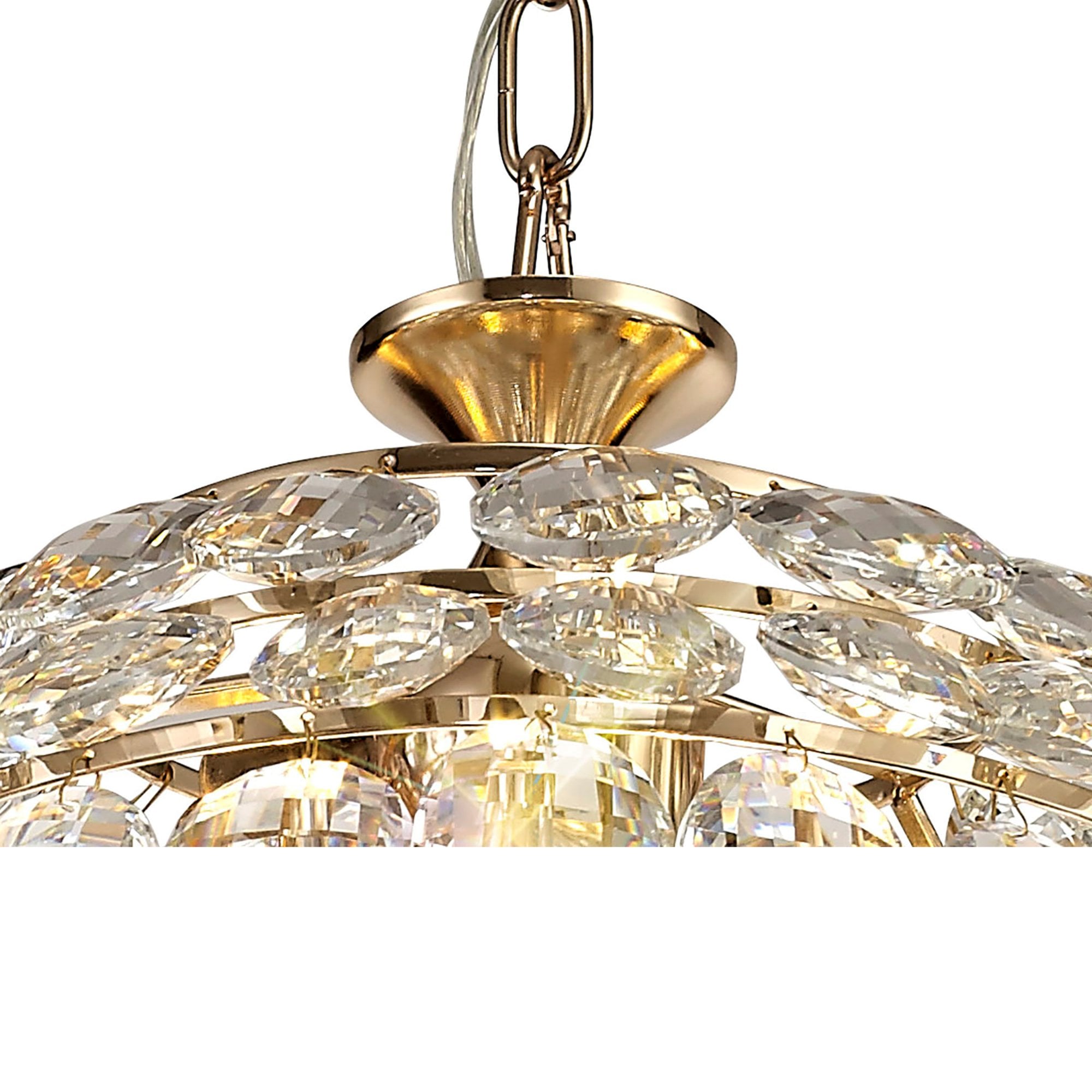 Diyas Coniston Pendant 3 Light E14 - French Gold/Crystal