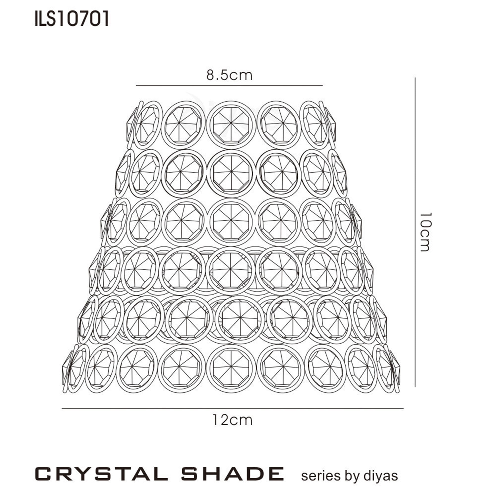 Diyas ILS10701 Clip On Crystal Ring Shade - Polished Chrome - 8.5/12cm - Shade Only