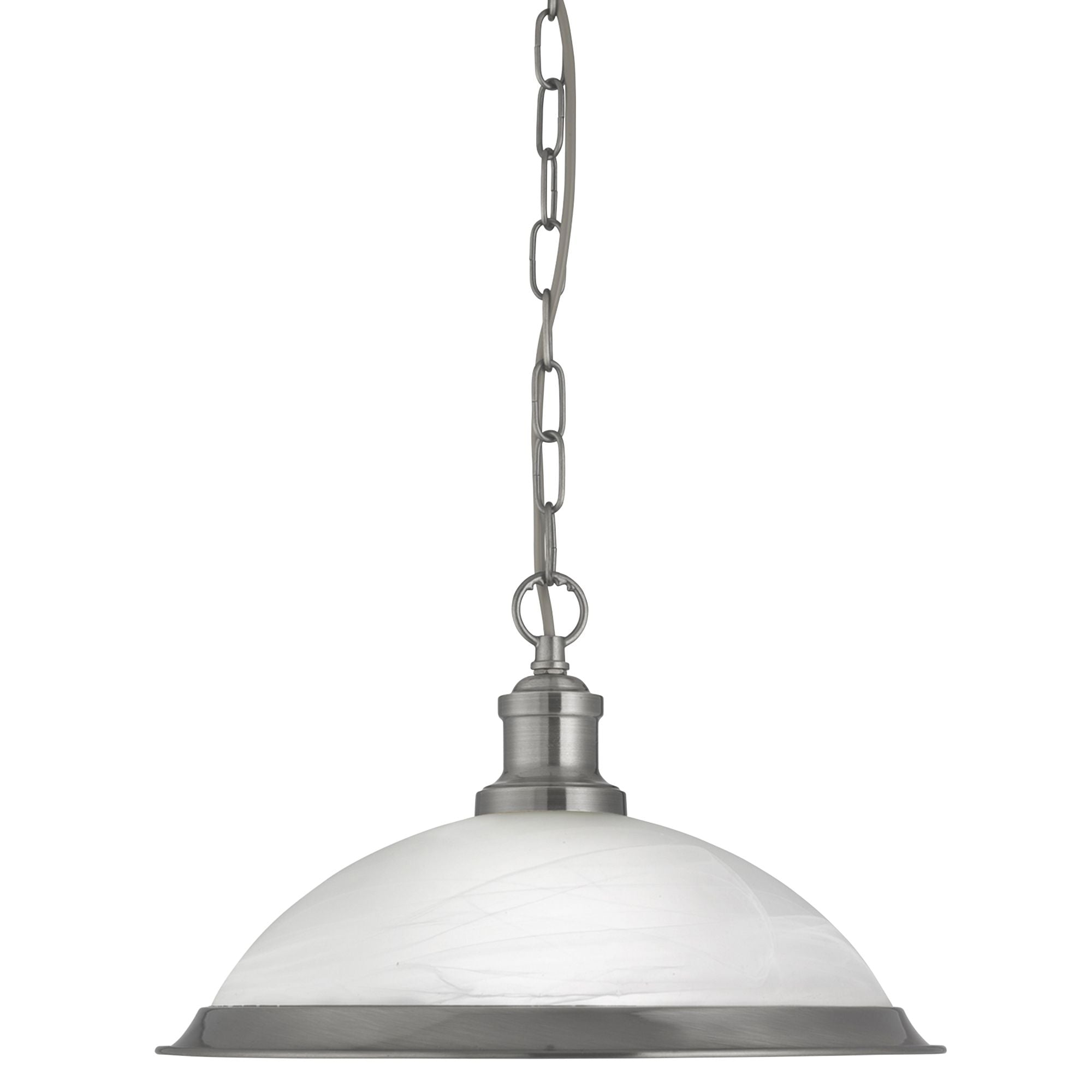 Searchlight Beech Single Pendant - Satin Silver & Marble Glass