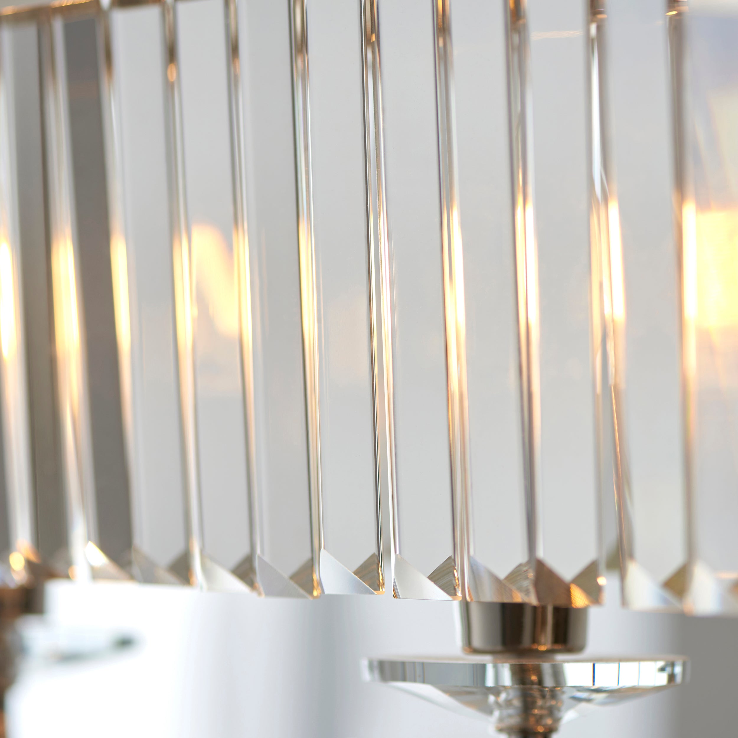 Utopia Martini 4 Light Linear Ceiling Pendant - Bright Nickel & Clear Cut Glass