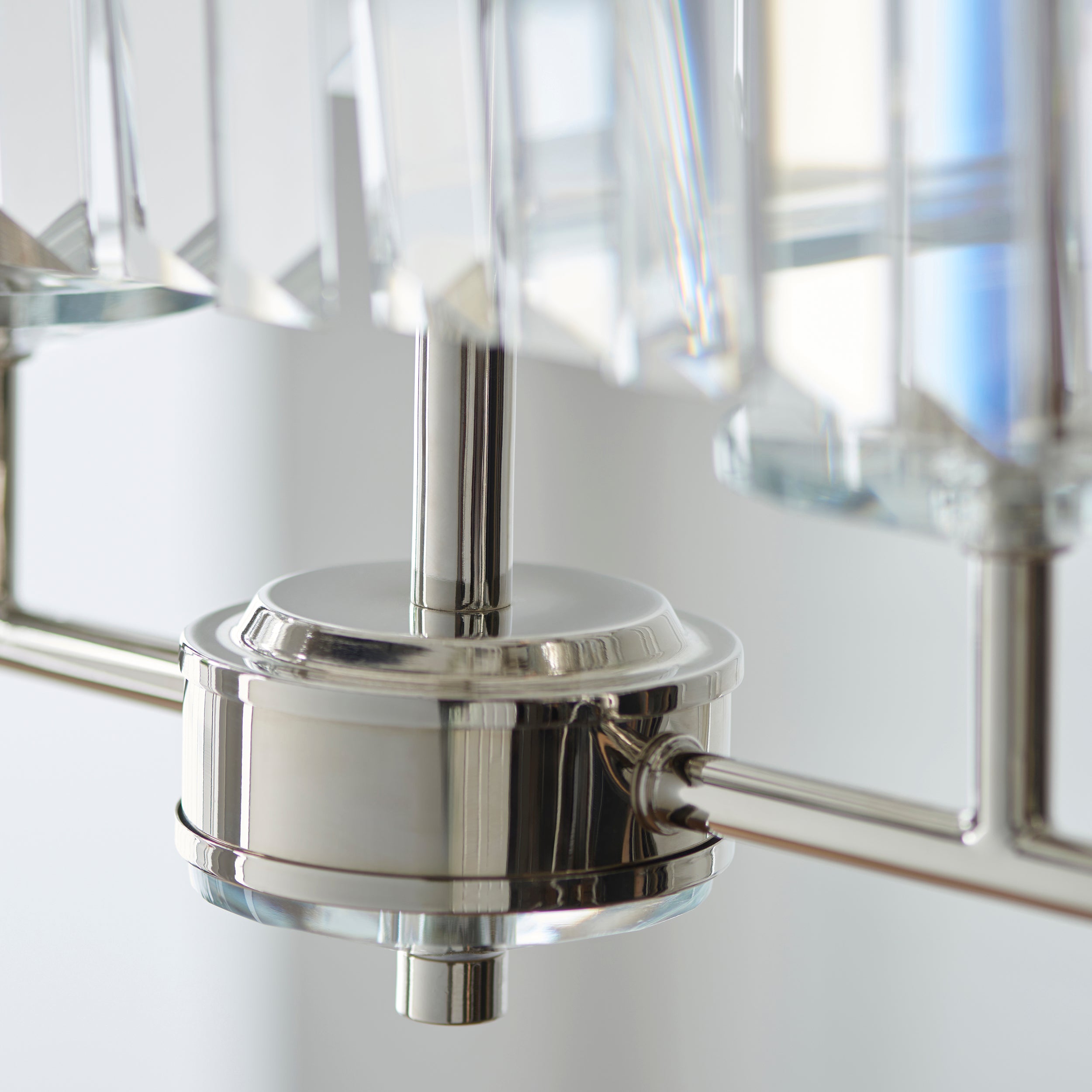 Utopia Martini 4 Light Linear Ceiling Pendant - Bright Nickel & Clear Cut Glass