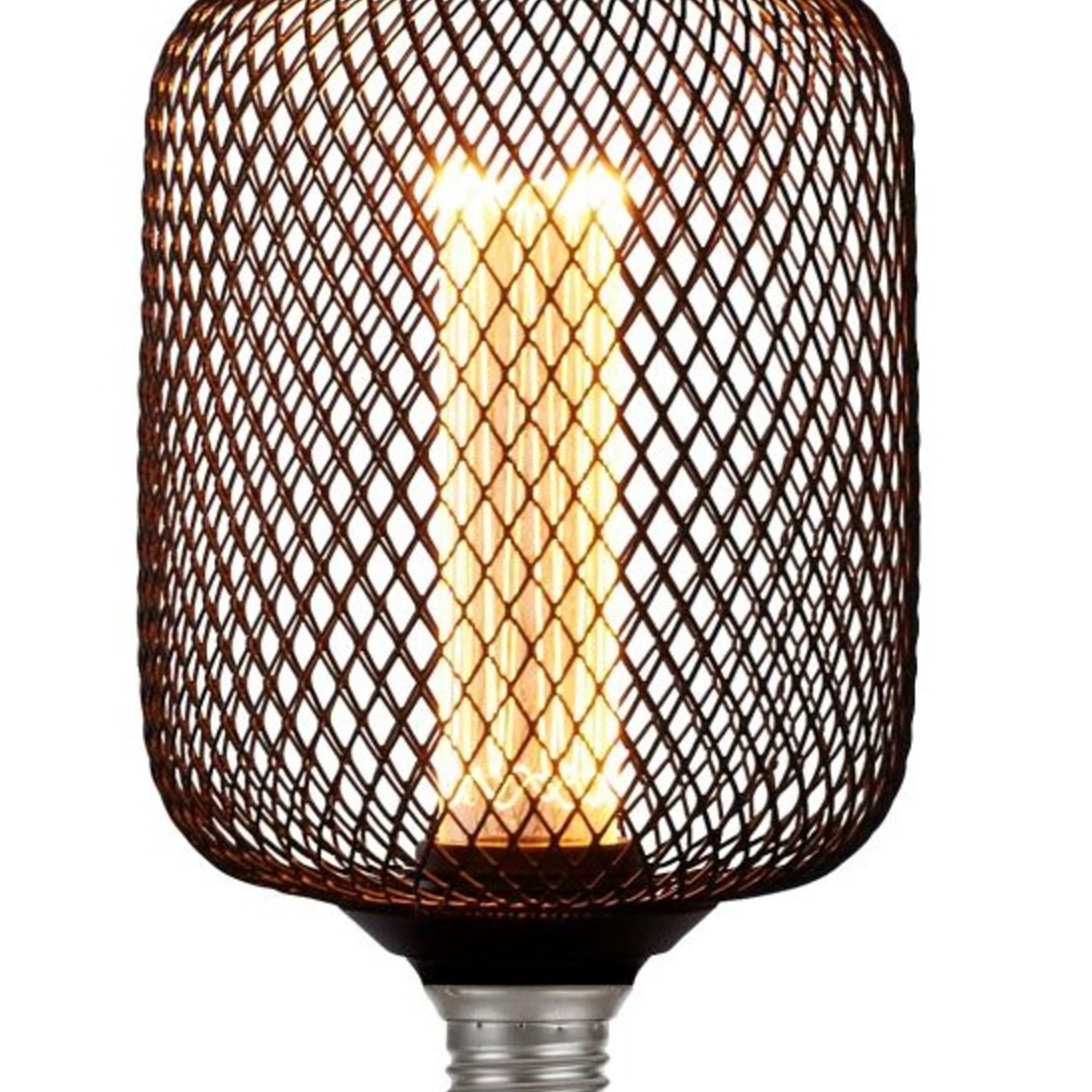 Searchlight E27 LED 3.5W Wire Mesh Effect Drum Lamp - 1800K - Dimmable - Black Metal