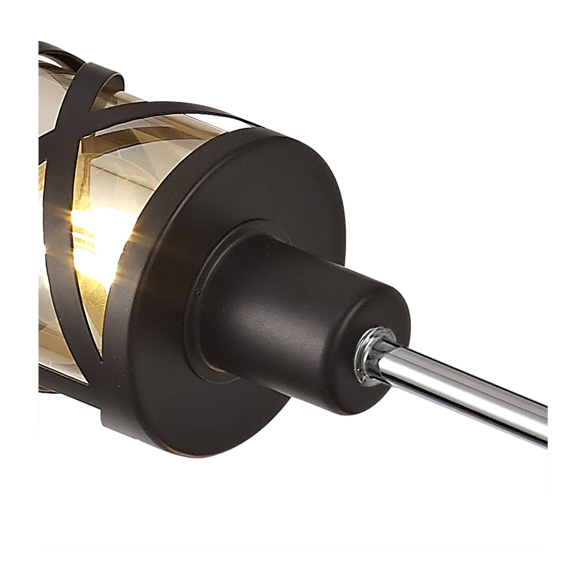 Fabula Leaden Adjustable 4 Light Pendant - Oiled Bronze, Polished Chrome & Amber Glass