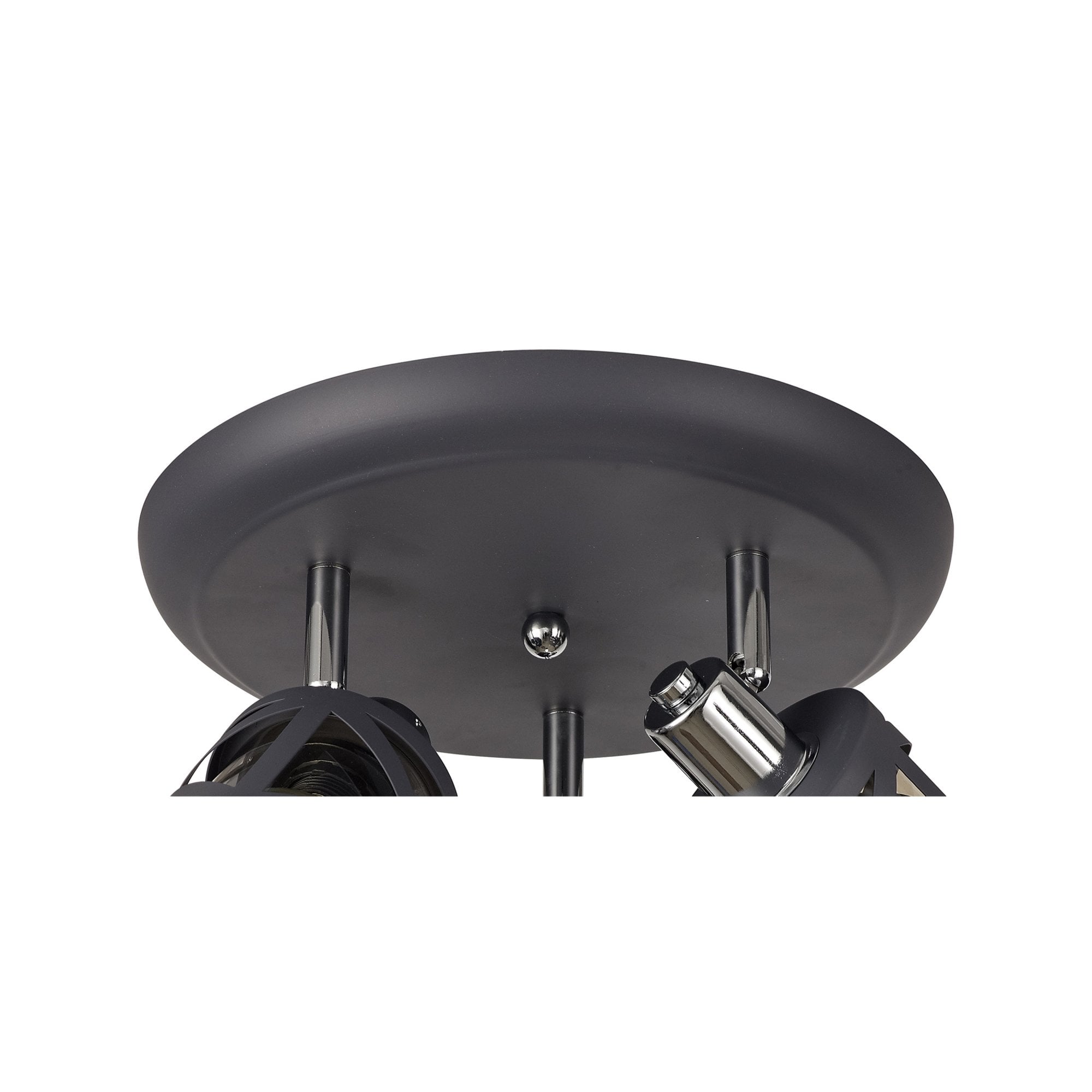 Fabula Leaden 3 Light Round Spotlight - Matt Grey, Polished Chrome & Cognac Glass