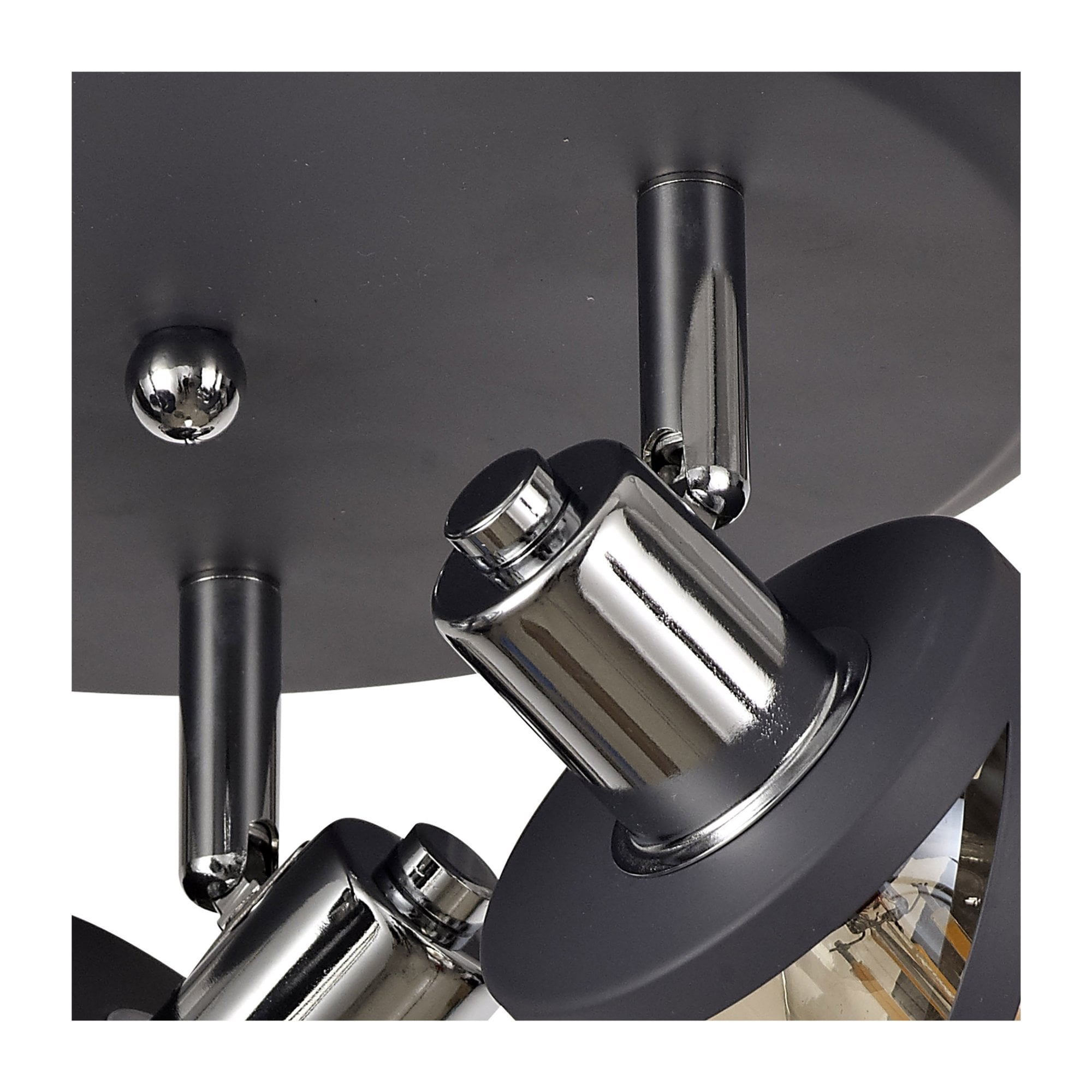 Fabula Leaden 3 Light Round Spotlight - Matt Grey, Polished Chrome & Cognac Glass