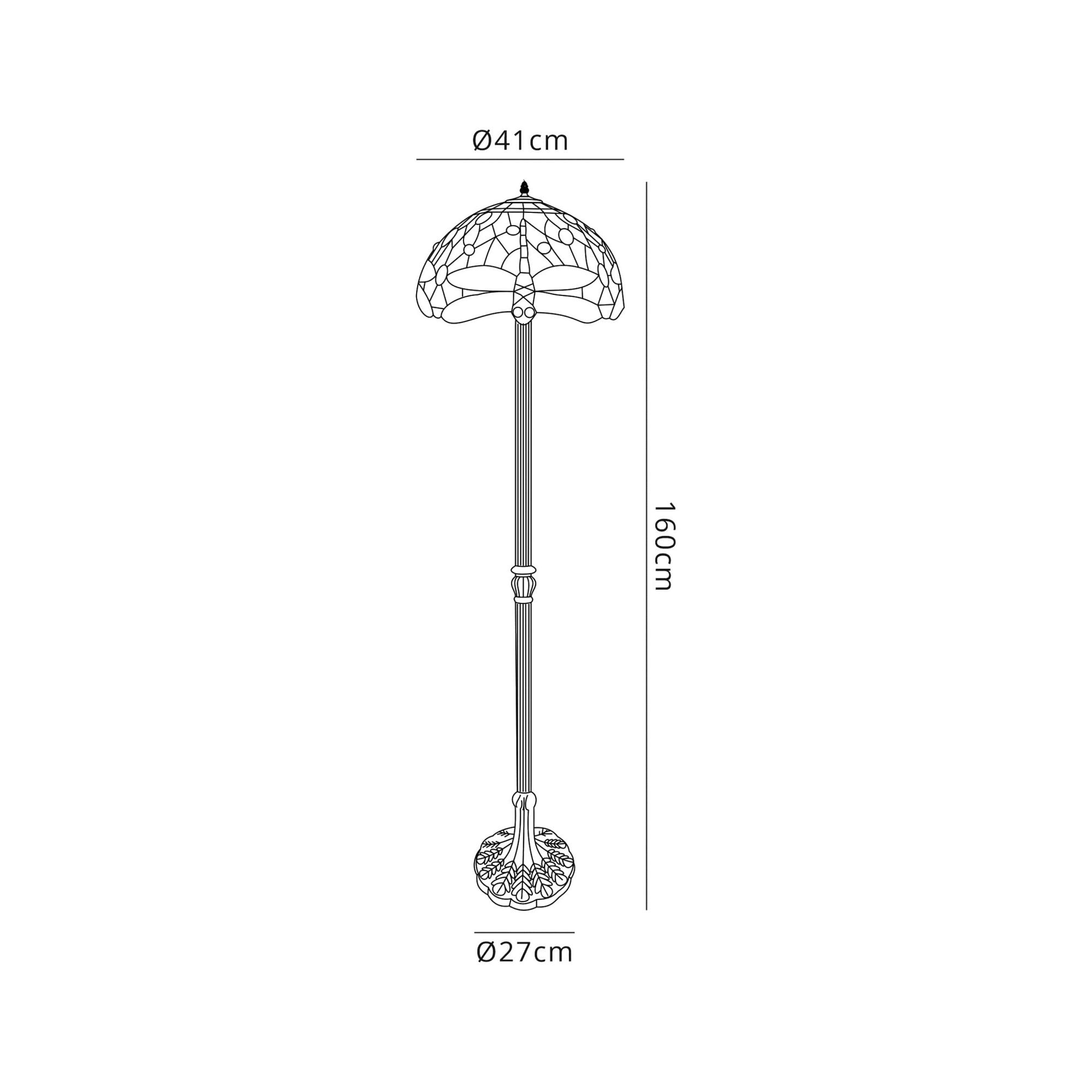 Fabula Hornbeam 2 Light Stepped Design Floor Lamp - 40cm Tiffany Shade - Purple & Pink