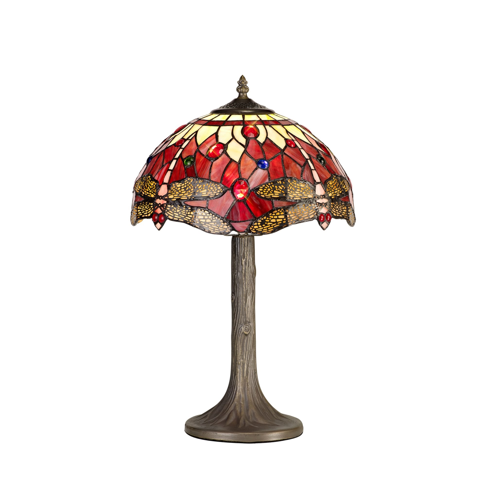 Fabula Hornbeam Single Tree Like Table Lamp - 30cm Tiffany Shade - Purple & Pink