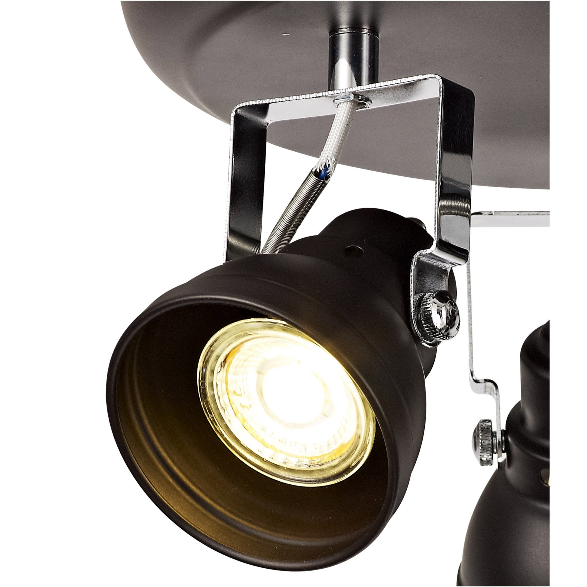 Fabula Thistle 3 Light Adjustable Round Spotlight - Oiled Bronze & Polished Chrome