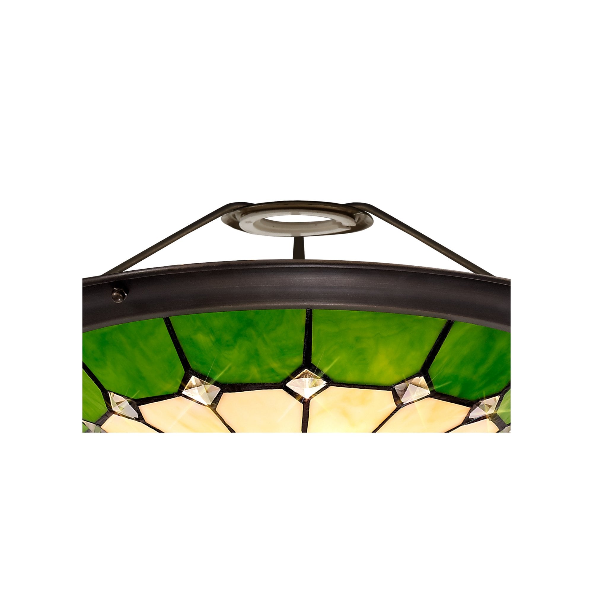 Fabula Althorne 35cm Tiffany Uplighter Shade - Green - Shade Only
