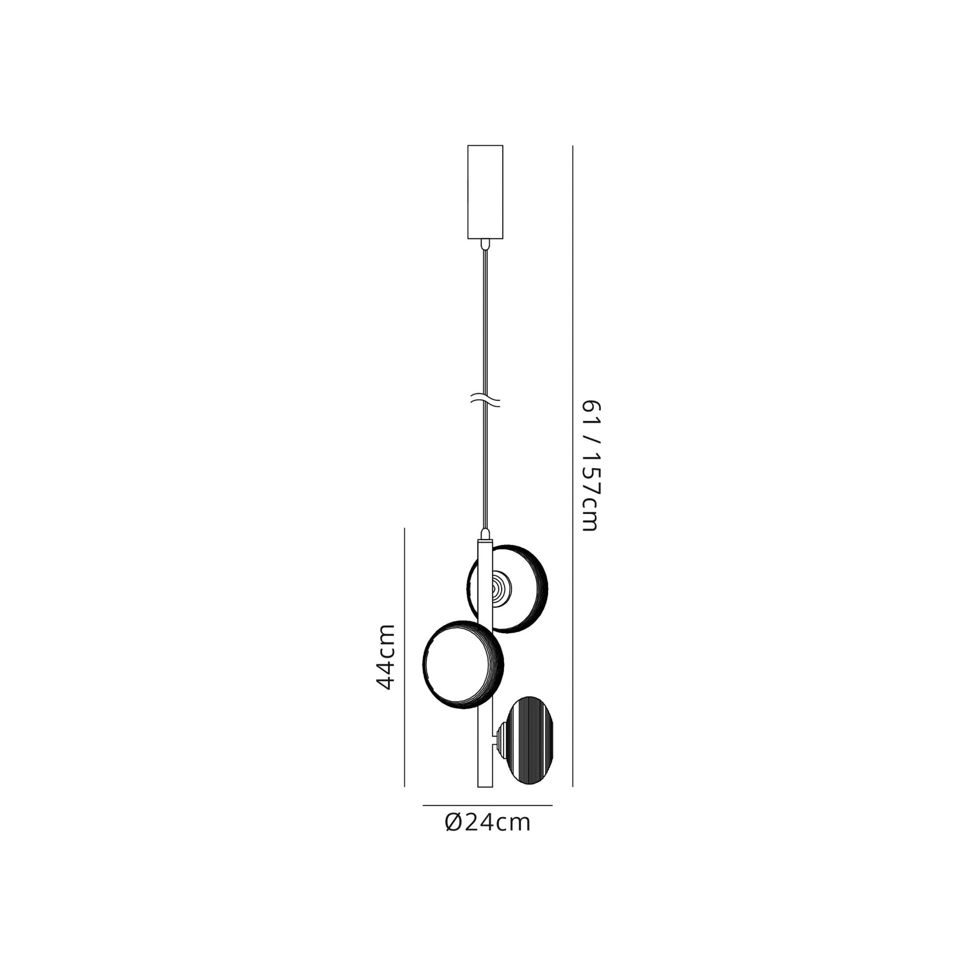 Fabula Ripley 3 Light LED Multi-Drop Pendant - Polished Chrome, Smoked, Copper & Champagne Glass