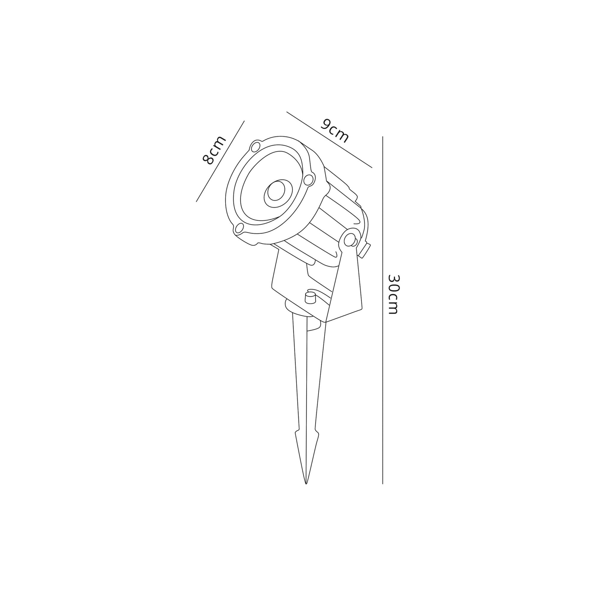 Fabula Trafalgar 15W LED Spike Light - Grey & Black - IP65