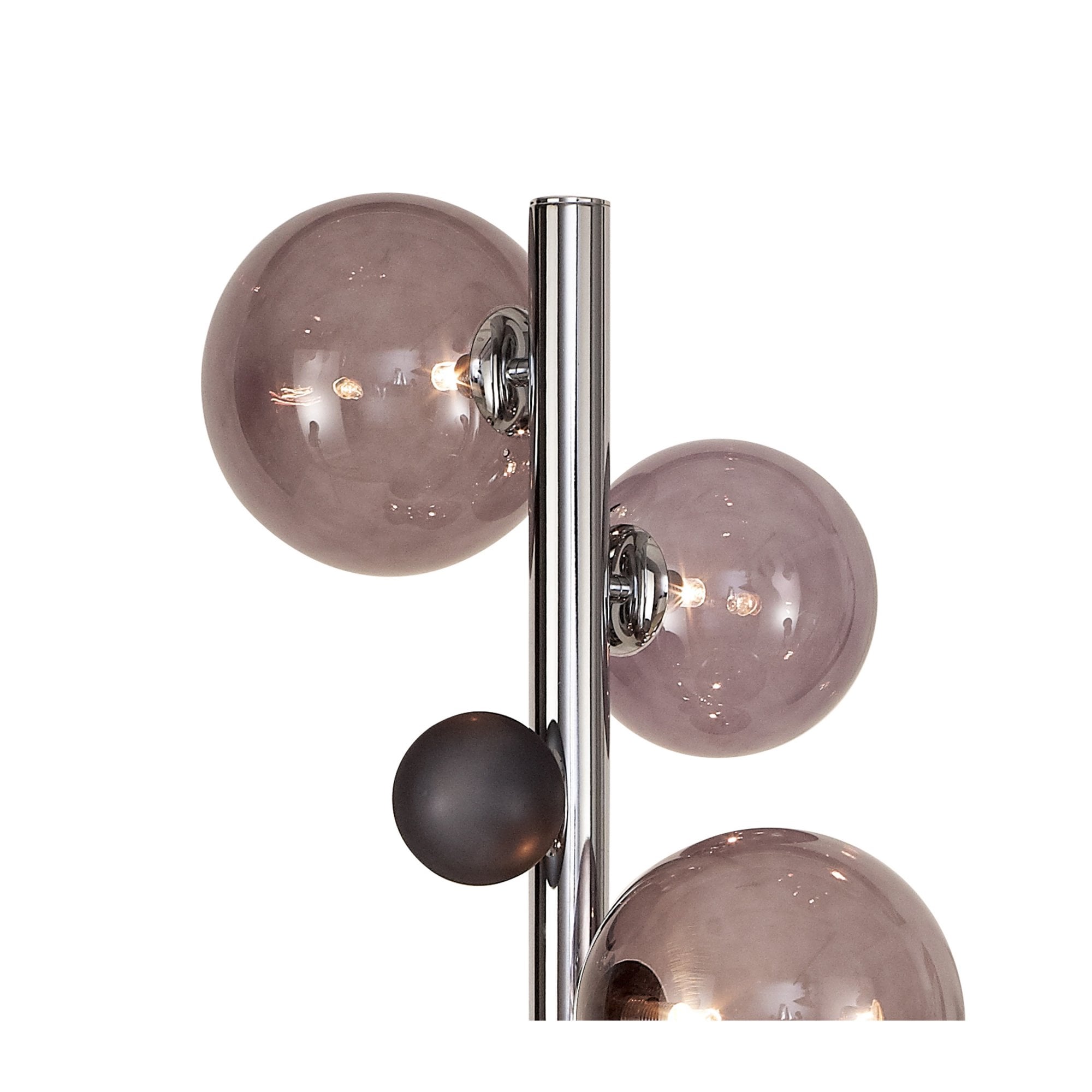 Fabula Roding 8 Light Floor Lamp - Polished Chrome, Black Marble & Smoked Glass