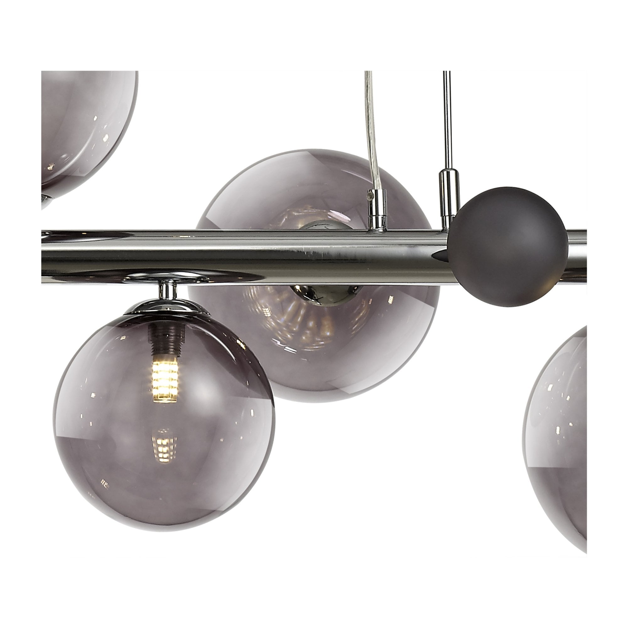 Fabula Roding 7 Light Linear Pendant - Polished Chrome & Smoked Glass