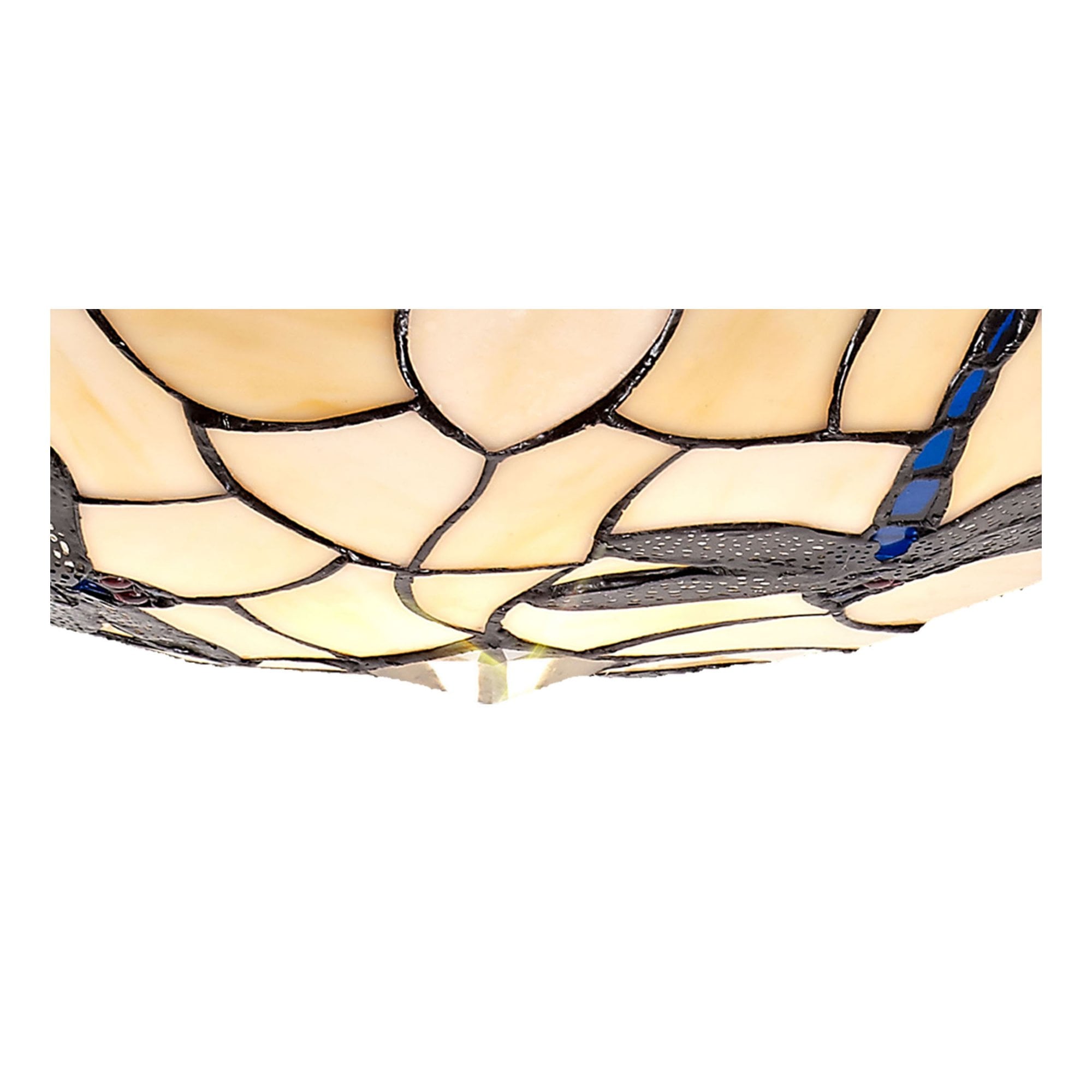Fabula Mannock 35cm Tiffany Uplighter Shade - Rich Blue & Cream - Shade Only