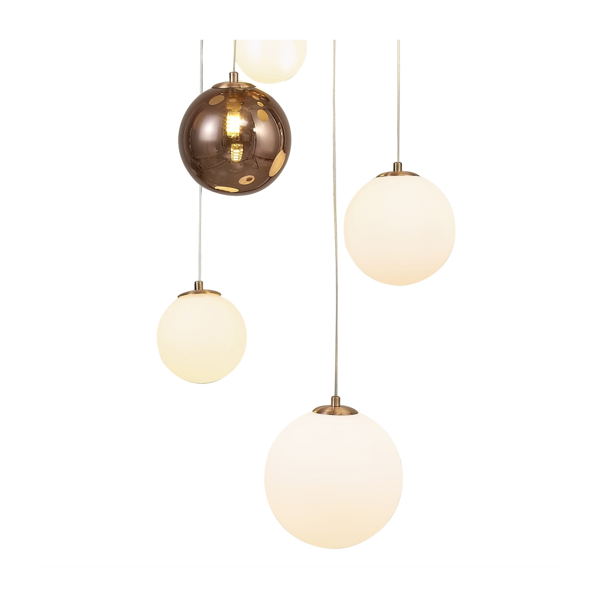 Fabula Roding 16 Light Pendant - Antique Copper, Opal & Copper Glass