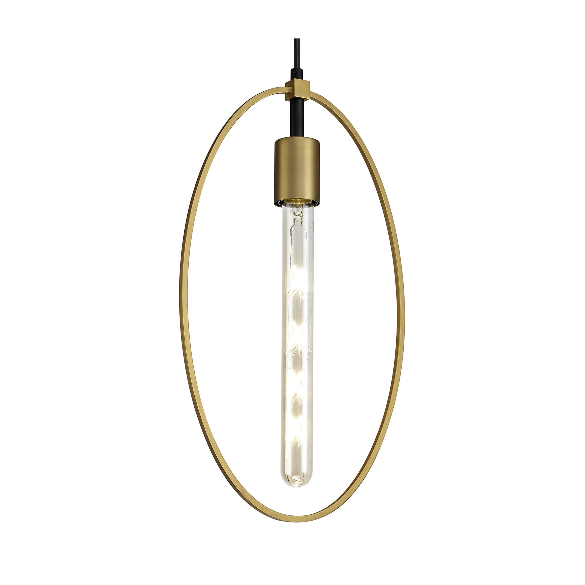 Fabula Silverdale Large Single Circle Pendant - Sand Gold & Matt Black