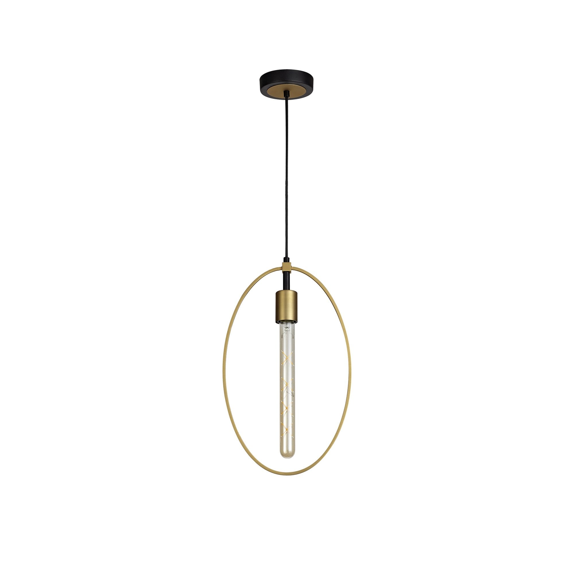 Fabula Silverdale Large Single Circle Pendant - Sand Gold & Matt Black