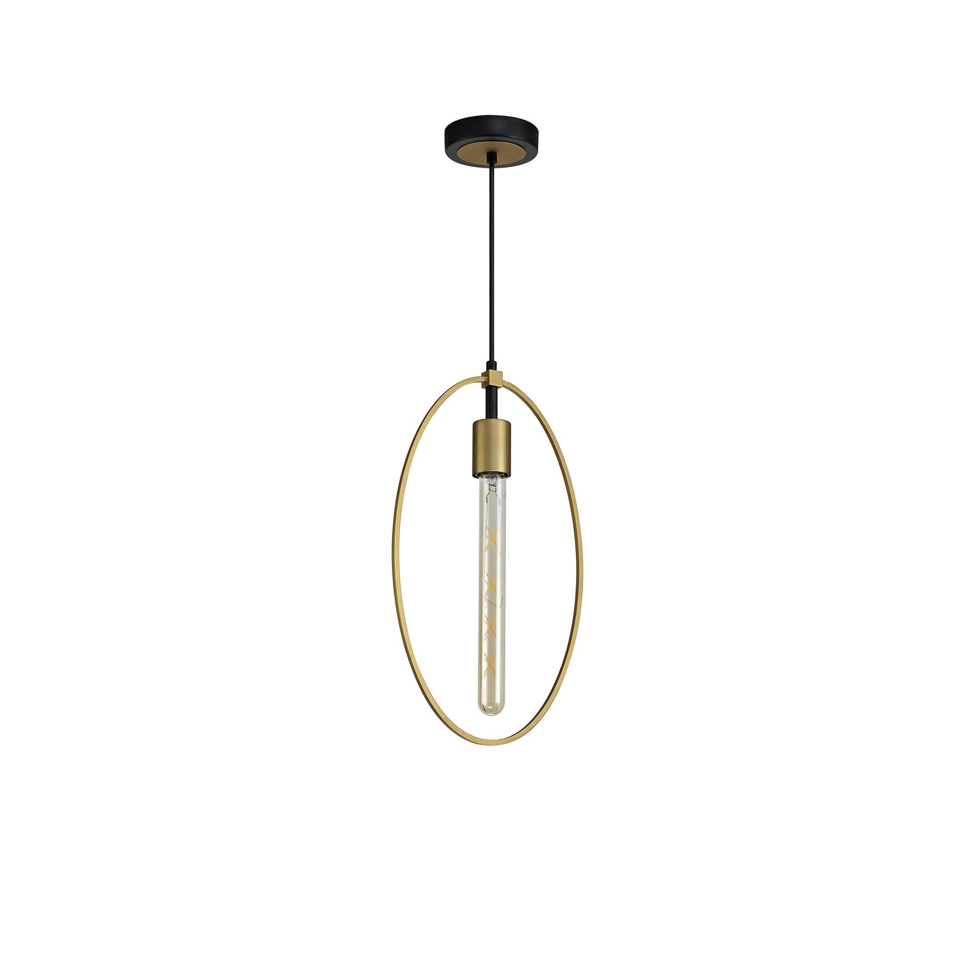 Fabula Silverdale Large Single Circle Pendant - Sand Gold & Matt Black
