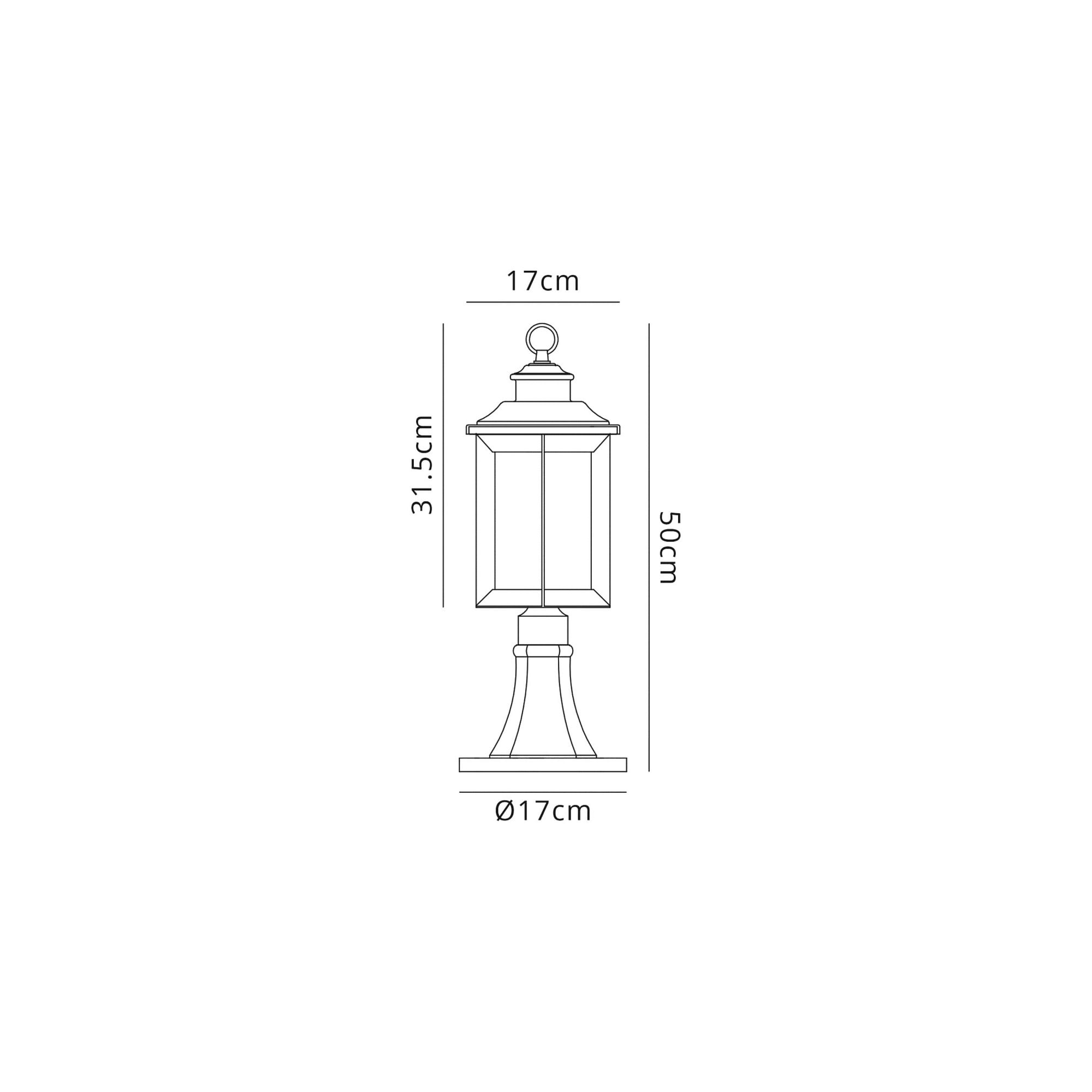 Fabula Bellamy Pedestal Lamp - Antique Bronze & Clear Ripple Glass - IP54