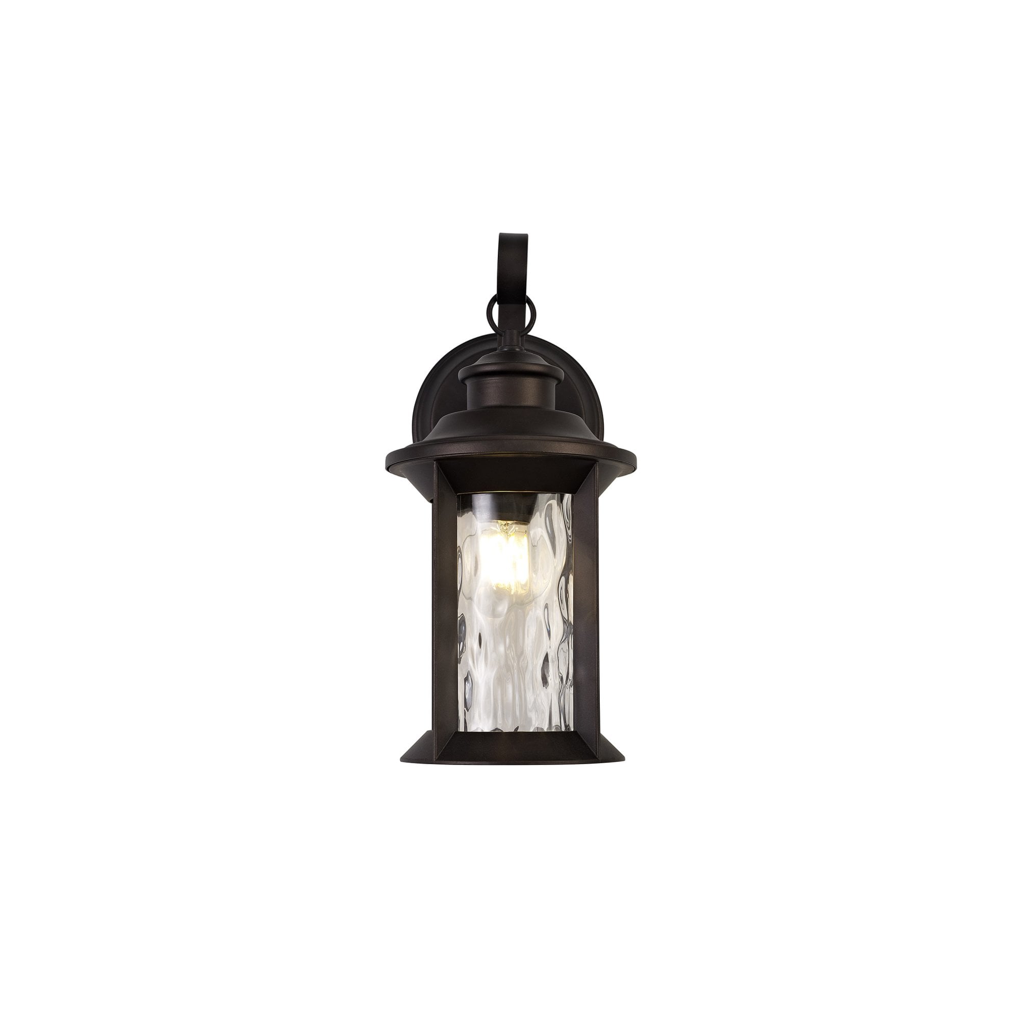 Fabula Bellamy Small Wall Lamp - Antique Bronze & Clear Ripple Glass - IP54