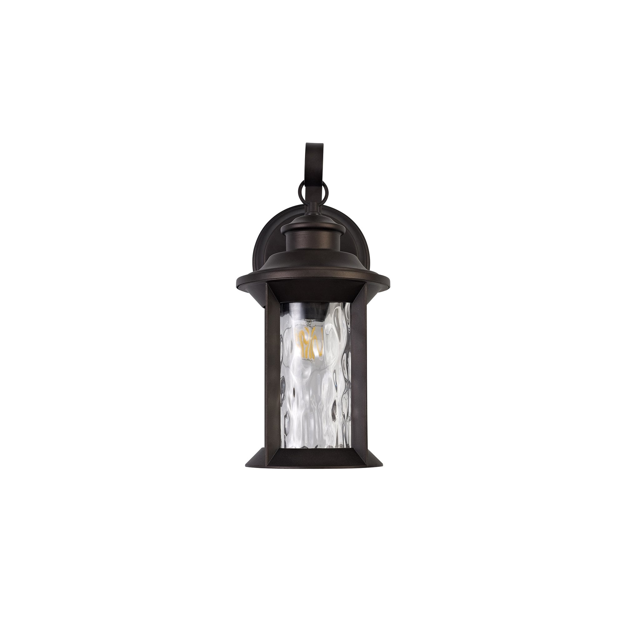 Fabula Bellamy Small Wall Lamp - Antique Bronze & Clear Ripple Glass - IP54