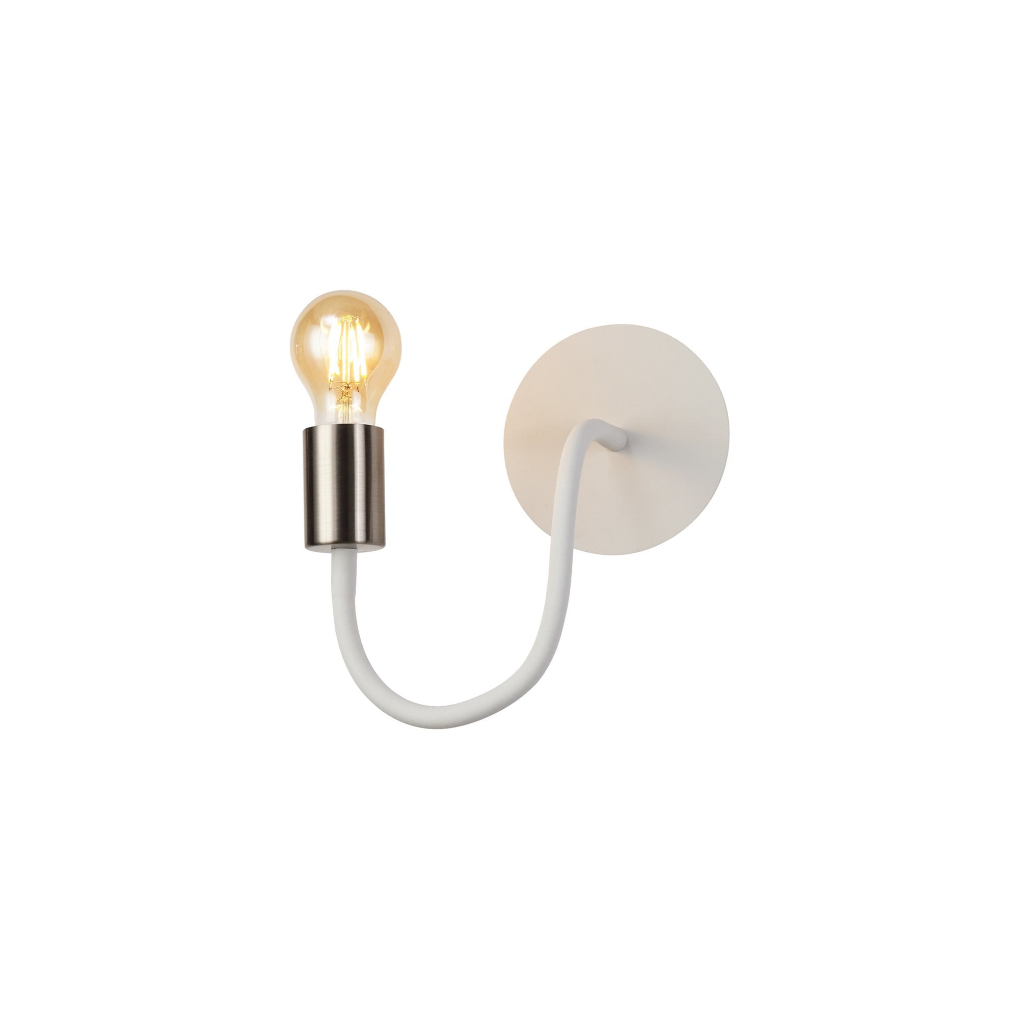 Fabula Hartwell Single Flexible Wall Lamp - Satin White & Satin Nickel