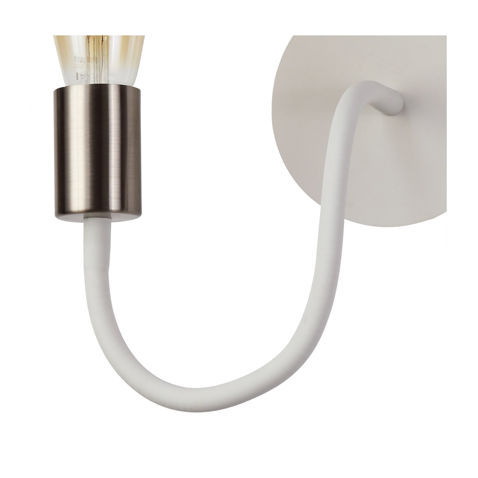 Fabula Hartwell Single Flexible Wall Lamp - Satin White & Satin Nickel